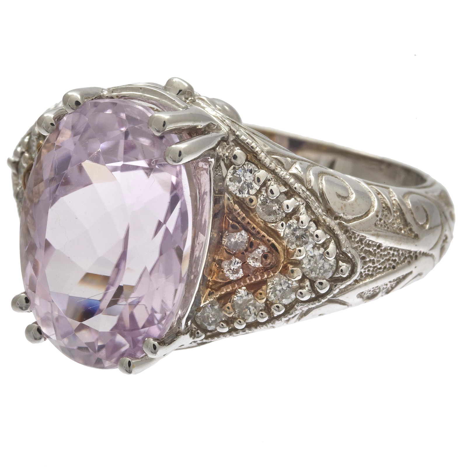 Kunzite, Diamond, 14k White Gold Ring (1 of 5)