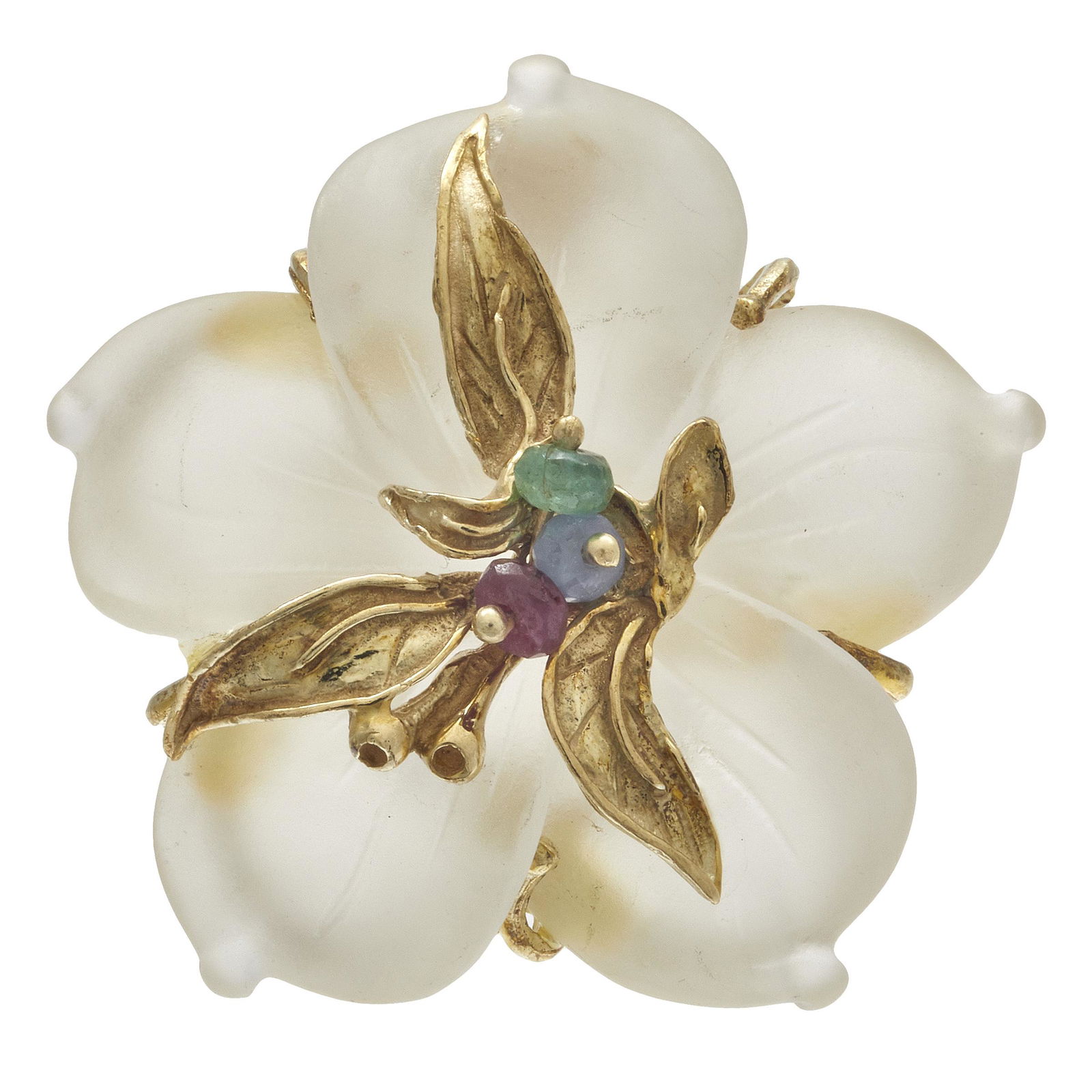 Rajola Ruby, Sapphire, Emerald, Chalcedony, 14k Flower (1 of 6)