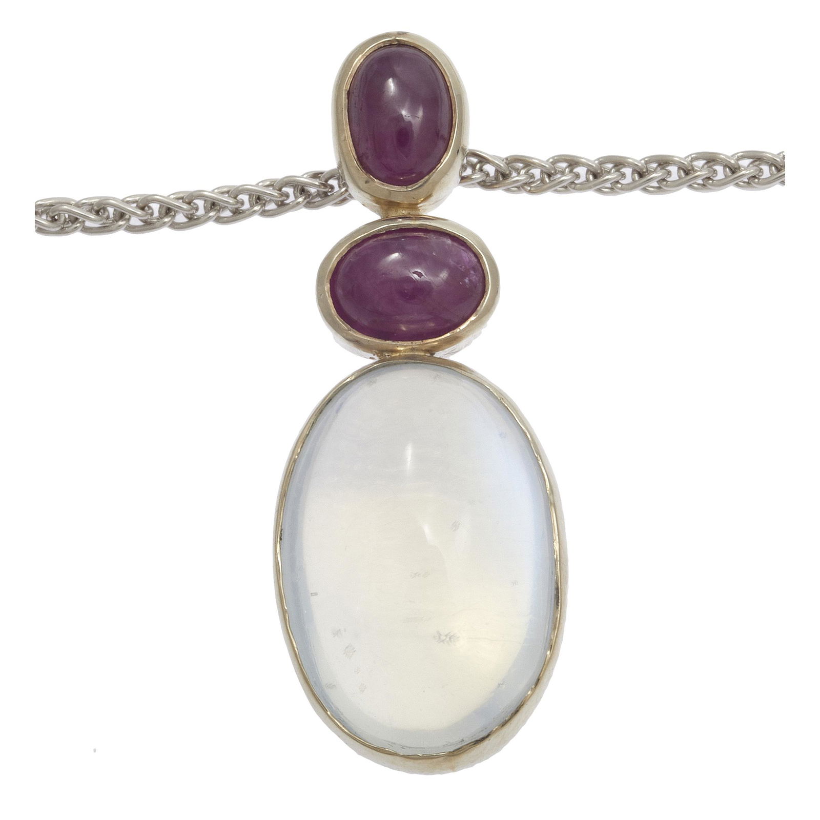Ruby, Moonstone, 18k, 14k White Gold Necklace (1 of 3)