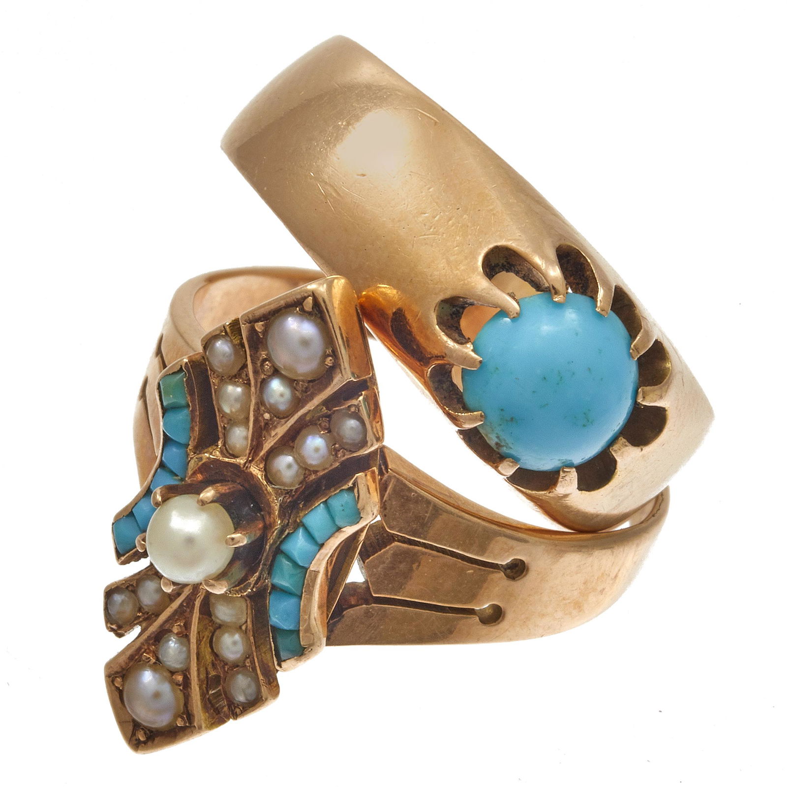 Collection of Two Turquoise, Seed Pearl, Rose Gold (1 of 4)