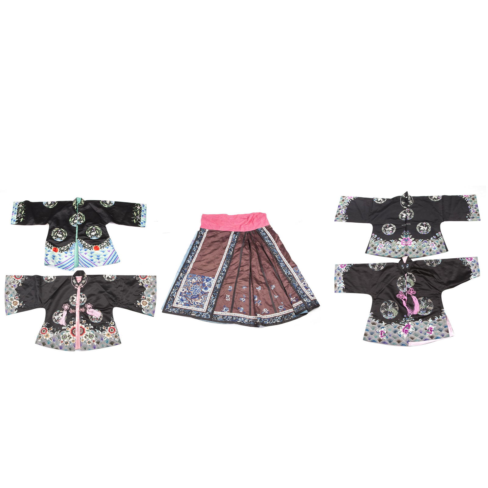 Five Lady's Embroidered Silk Garments, Late 19th/Early (1 of 5)