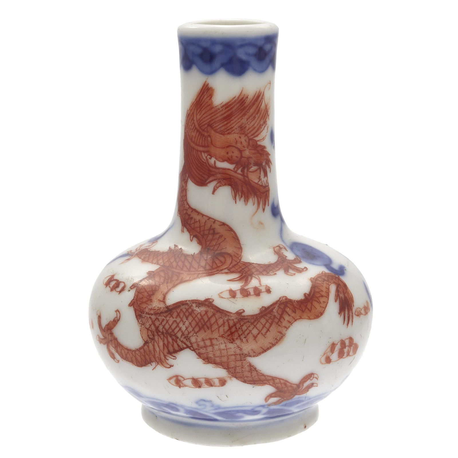 Underglaze Blue and Iron-Red Miniature Bottle, Late (1 of 4)