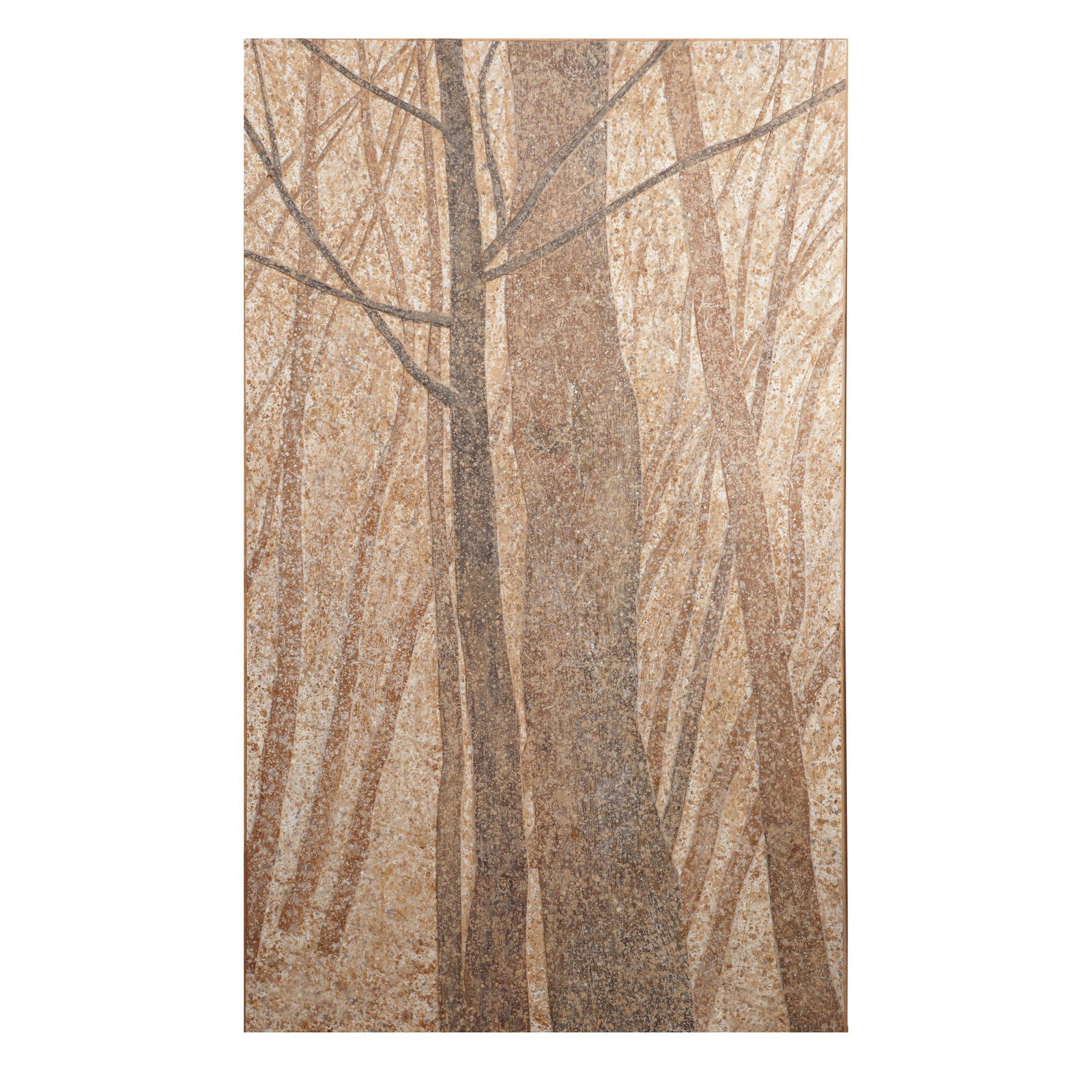 Ruth Dicker, The Forest (Der Wald), 1982: Ruth Dicker (American, 1919-2004). The Forest (Der Wald), 1982. Mixed media on panel. Signed, titled and dated on the reverse. Measures 60.5 in. high x 36.75 in. wide (with frame 61.25 in. high x 37.5