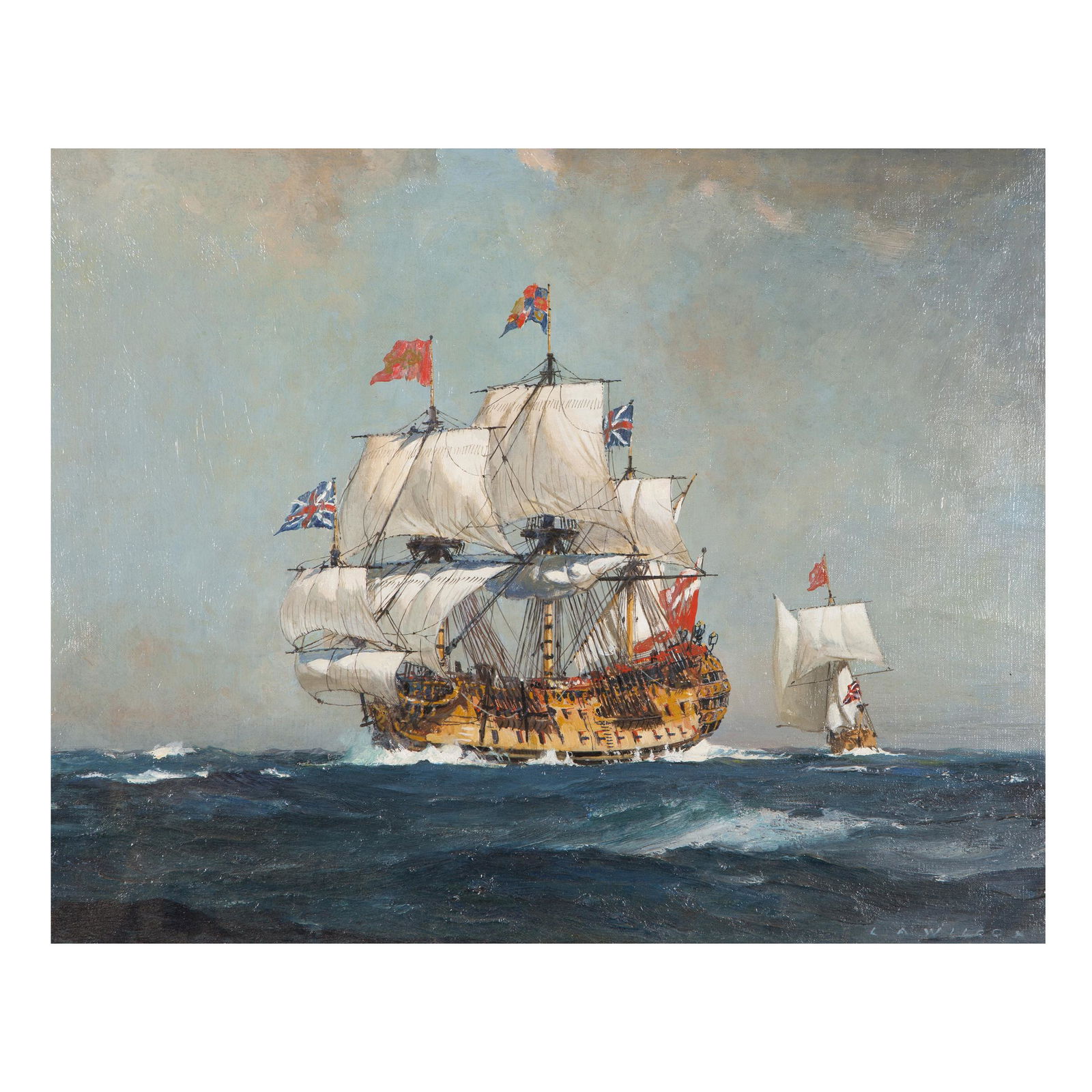 Leslie Arthur Wilcox, H.M.S. Britannia, 100 Guns (1 of 6)