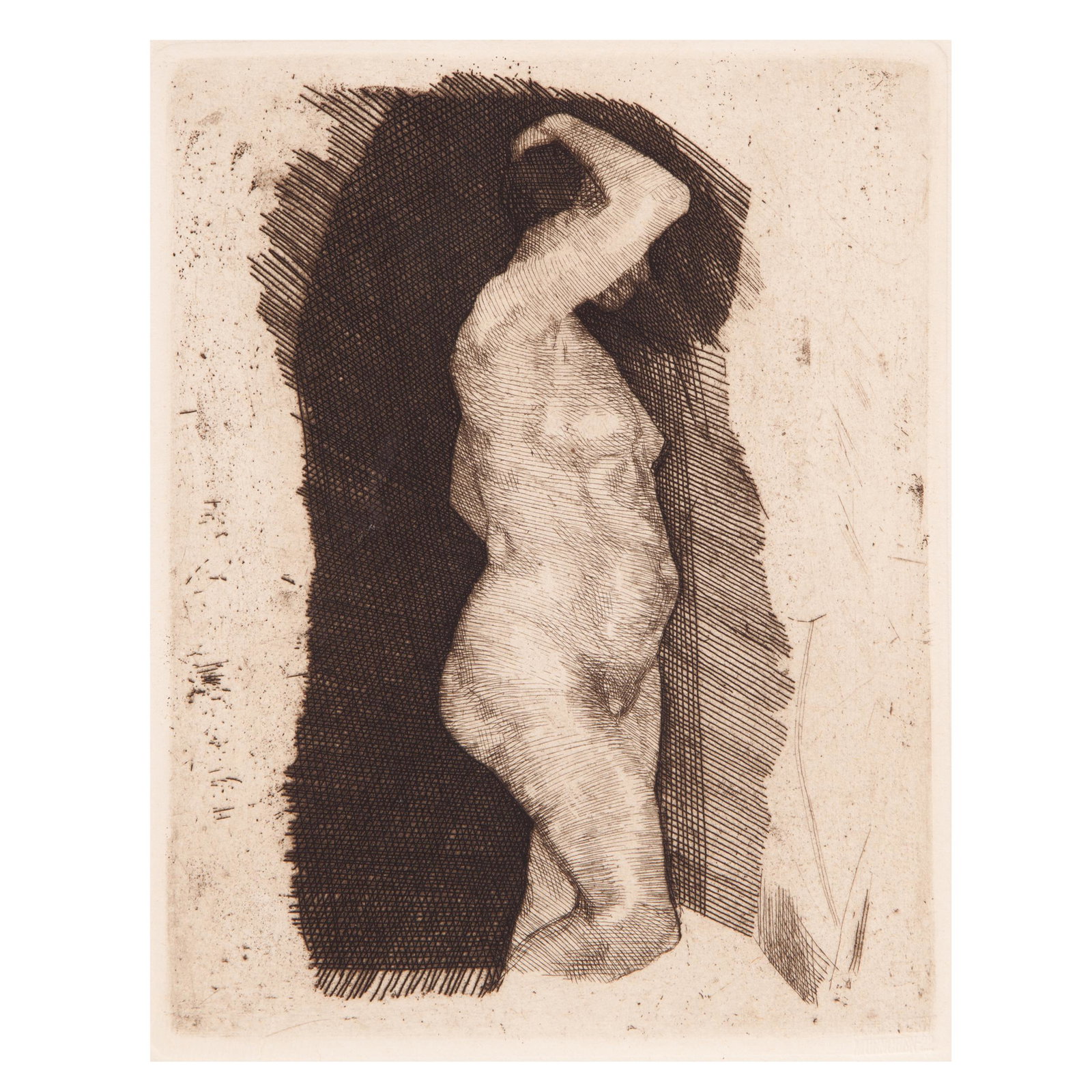 Käthe Schmidt Kollwitz, Standing Female Nude: Käthe Schmidt Kollwitz (German, 1867-1945). Standing Female Nude (Stehender Weiblicher Akt), 1900 (date of plate). Etching and drypoint. Published by Alexander von der Becke, two-line Munich blindsta