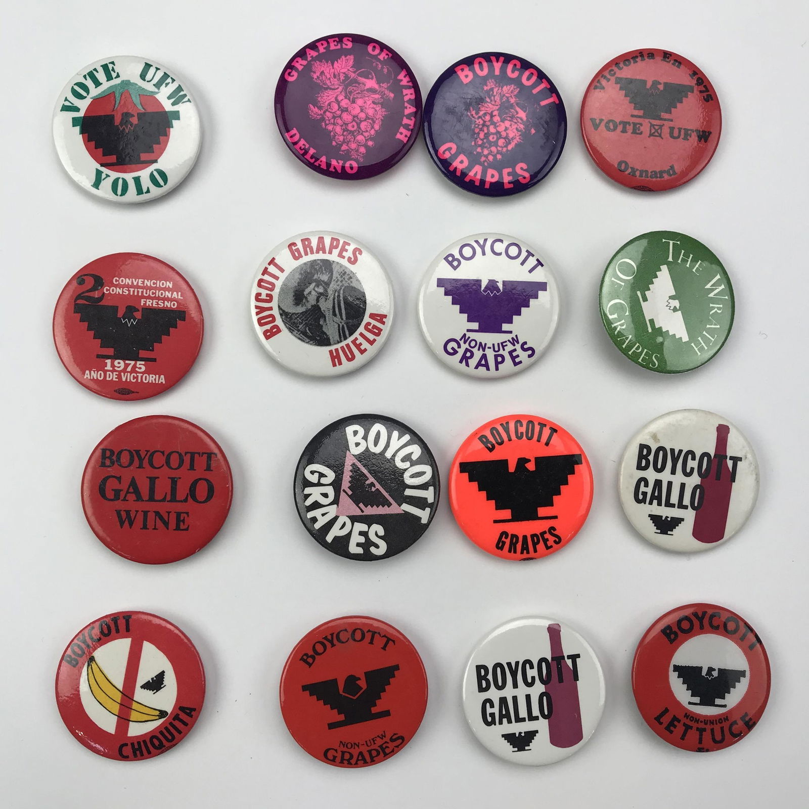 Group of Vintage UFW United Farm Workers Union Buttons (1 of 6)