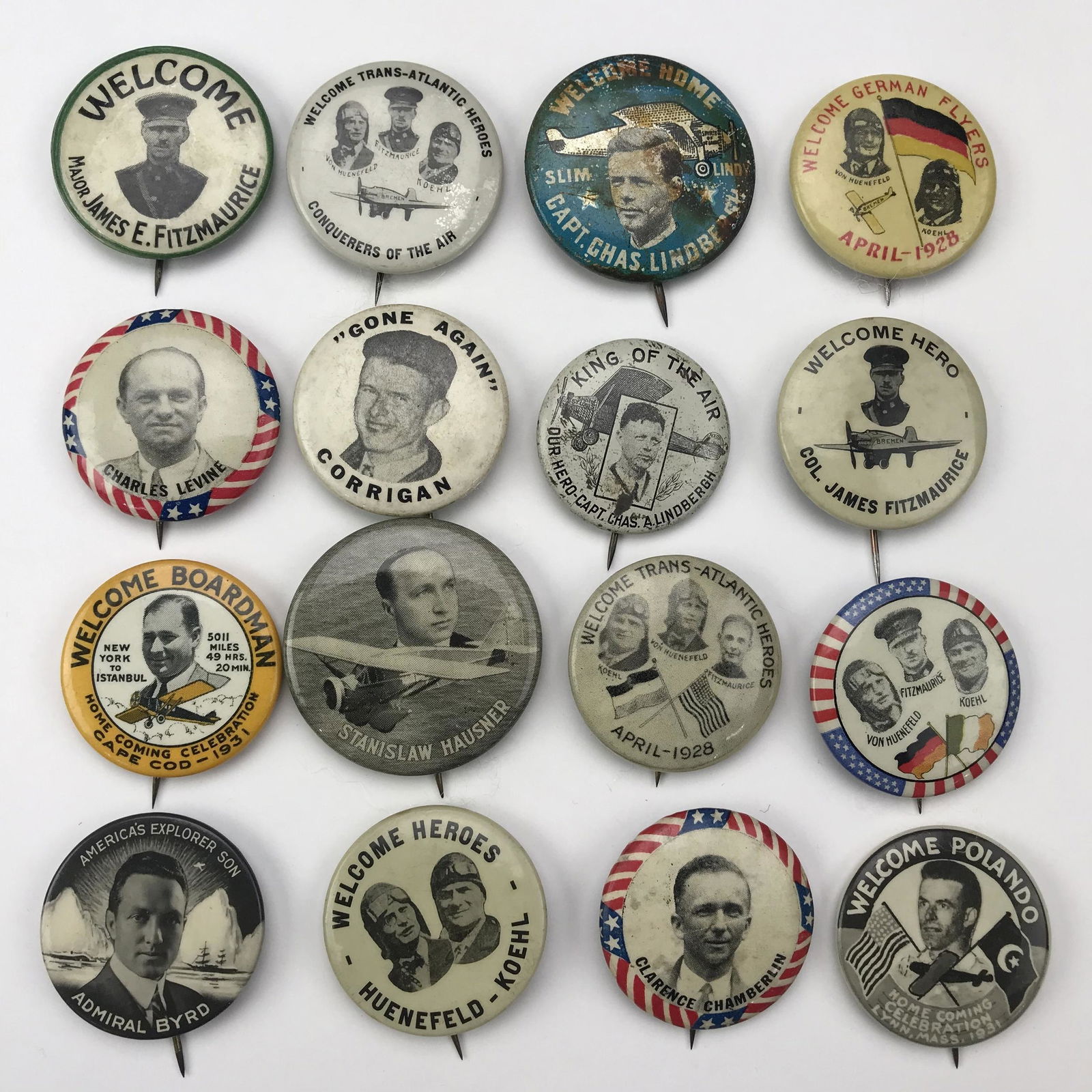 Group of 55 Early Aviation and Aviator Buttons Pinbacks (1 of 5)