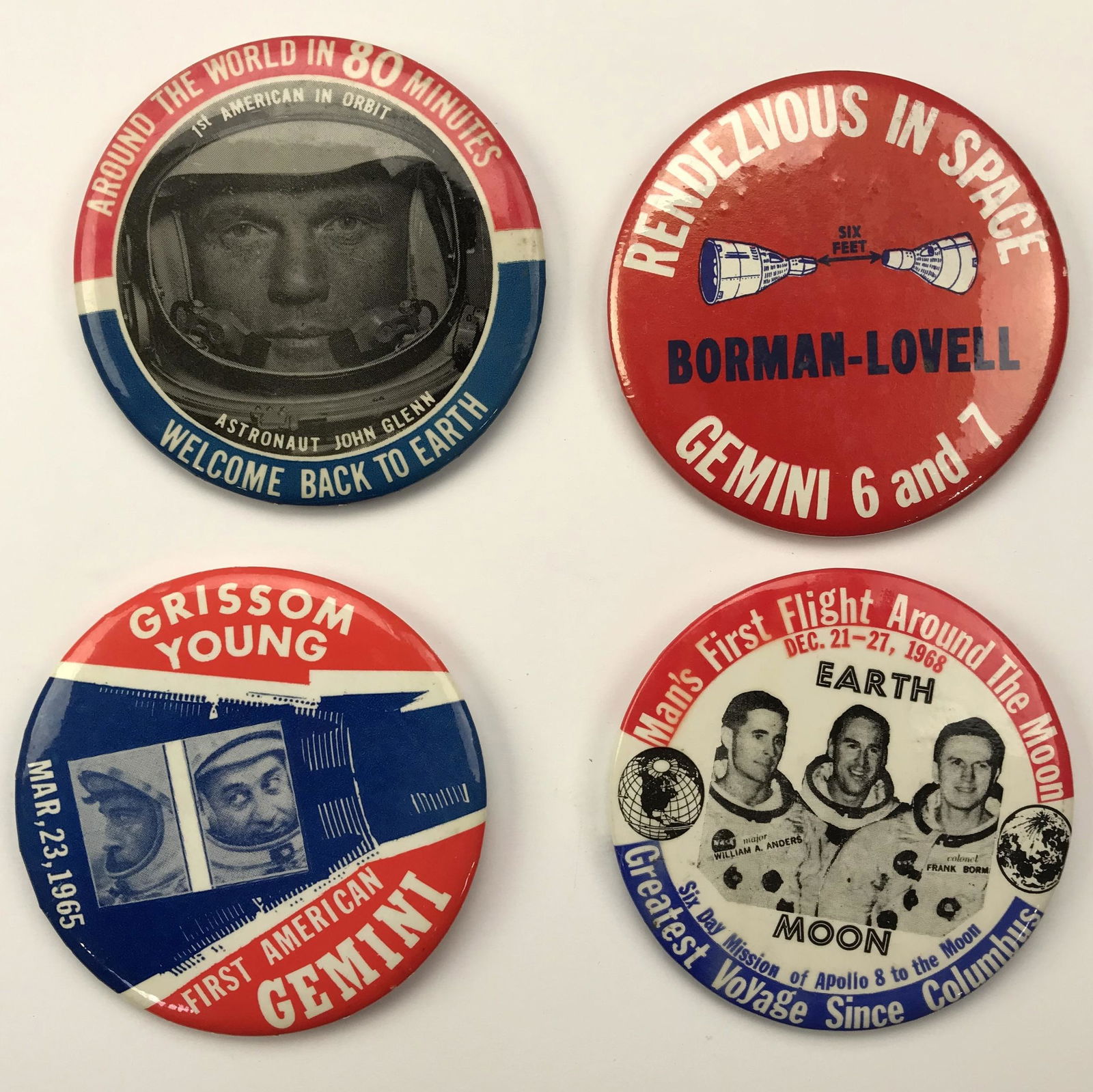 Group of 38 NASA Gemini , Apollo 8 ,  Astronaut Buttons (1 of 6)