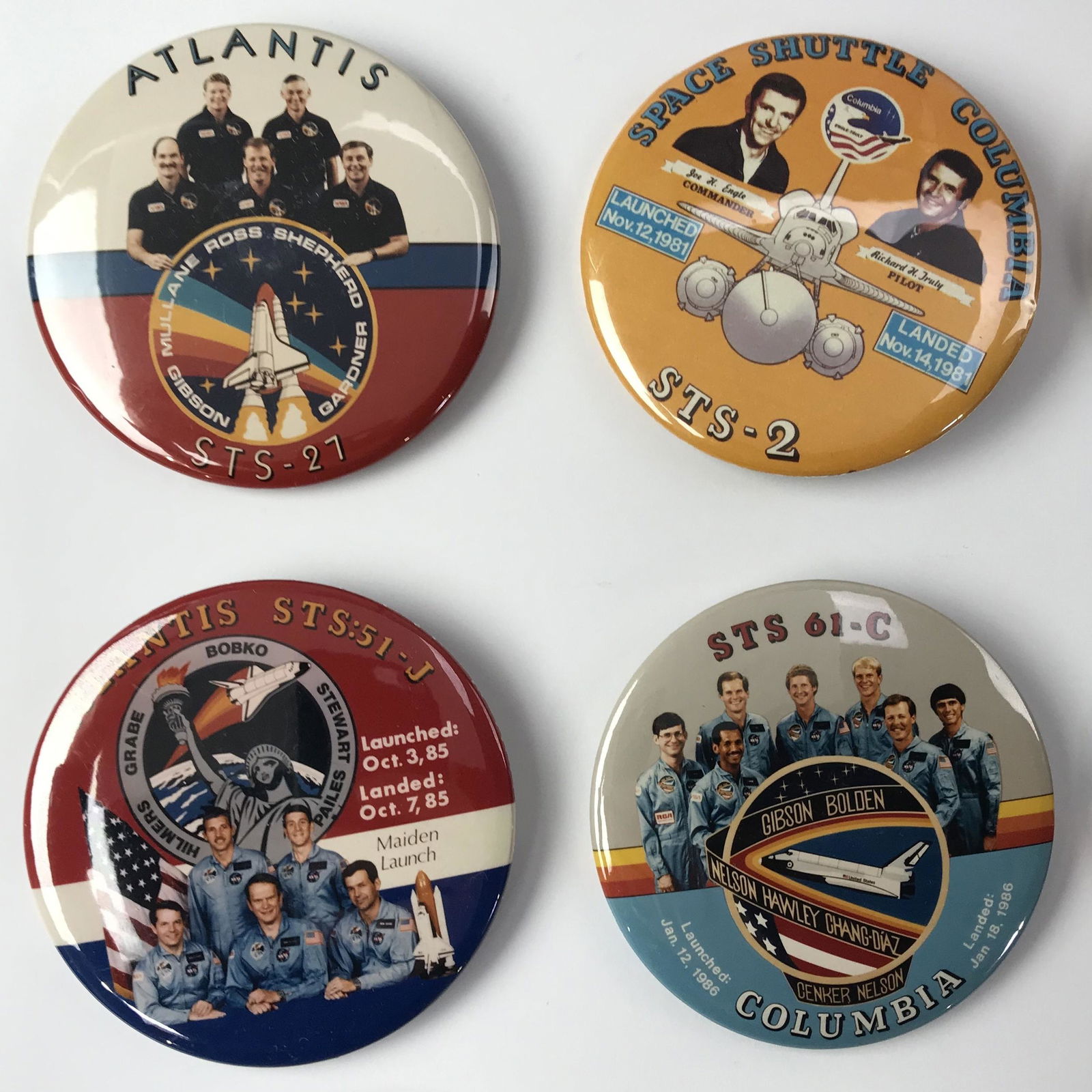 Group 55 NASA Space Shuttle Columbia Atlantis Buttons (1 of 8)
