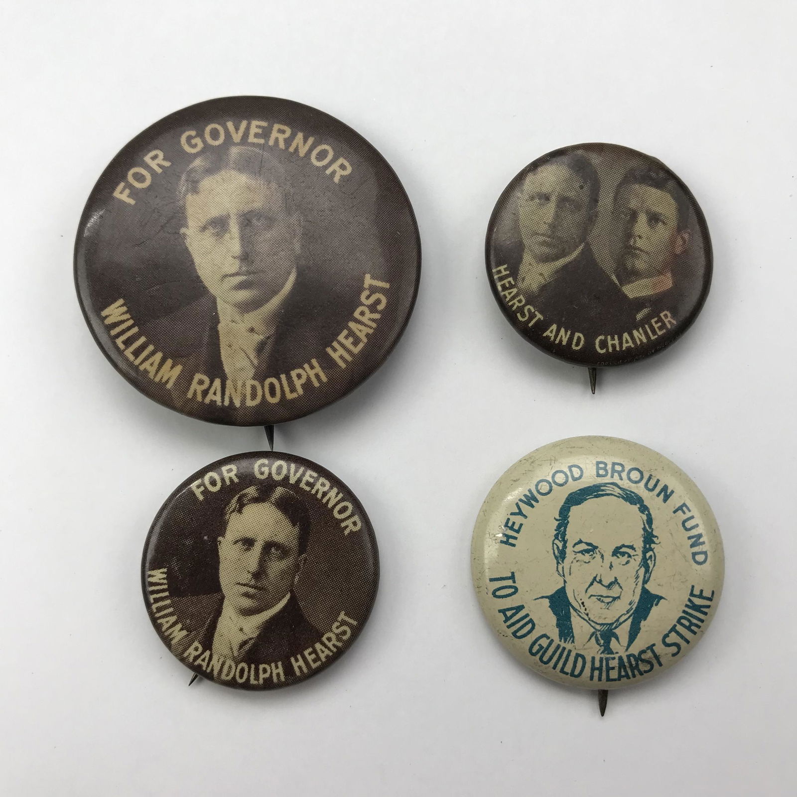 Group of 4 William Randolph Hearst Political Buttons (1 of 1)