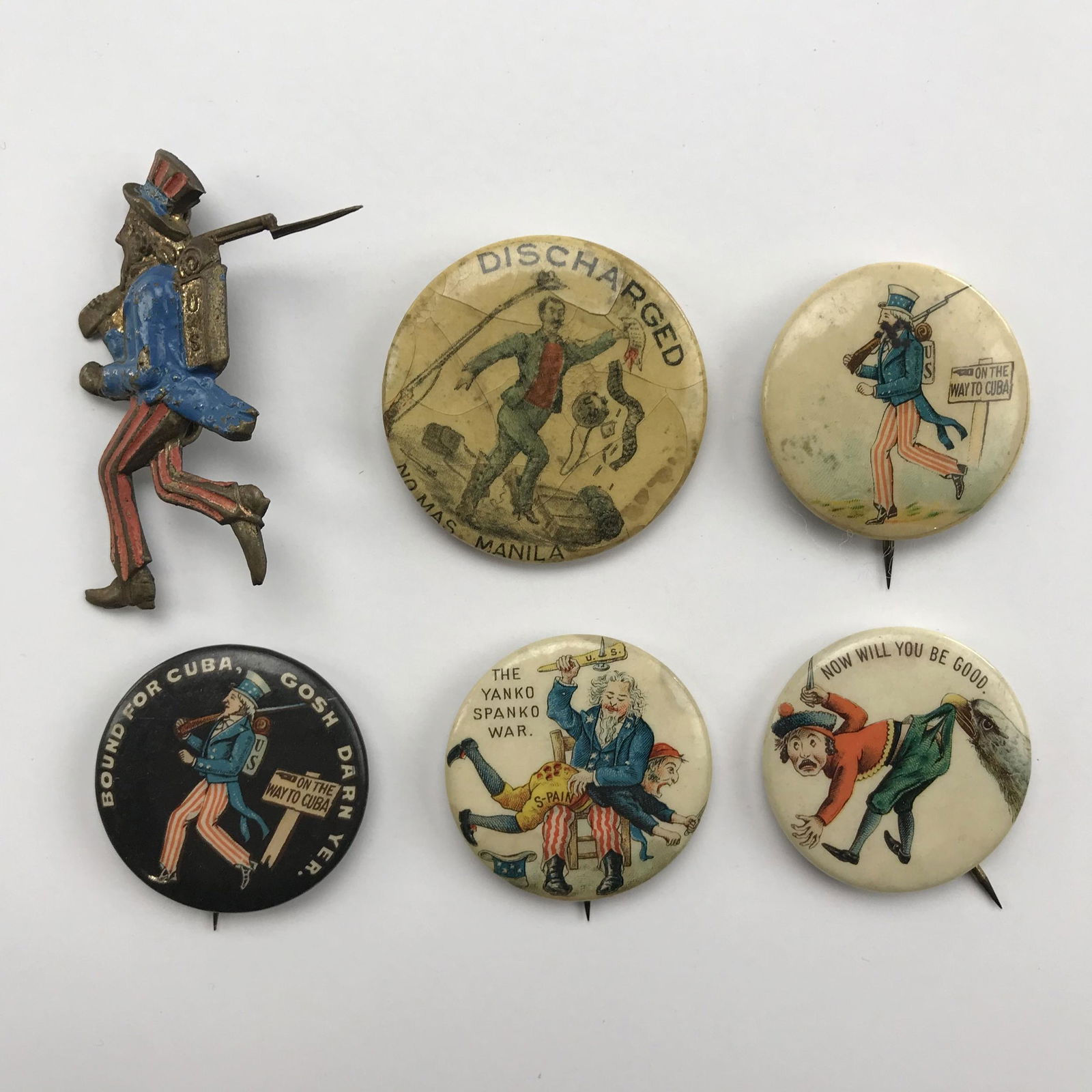 6 Desirable Spanish American War Uncle Sam Buttons (1 of 1)