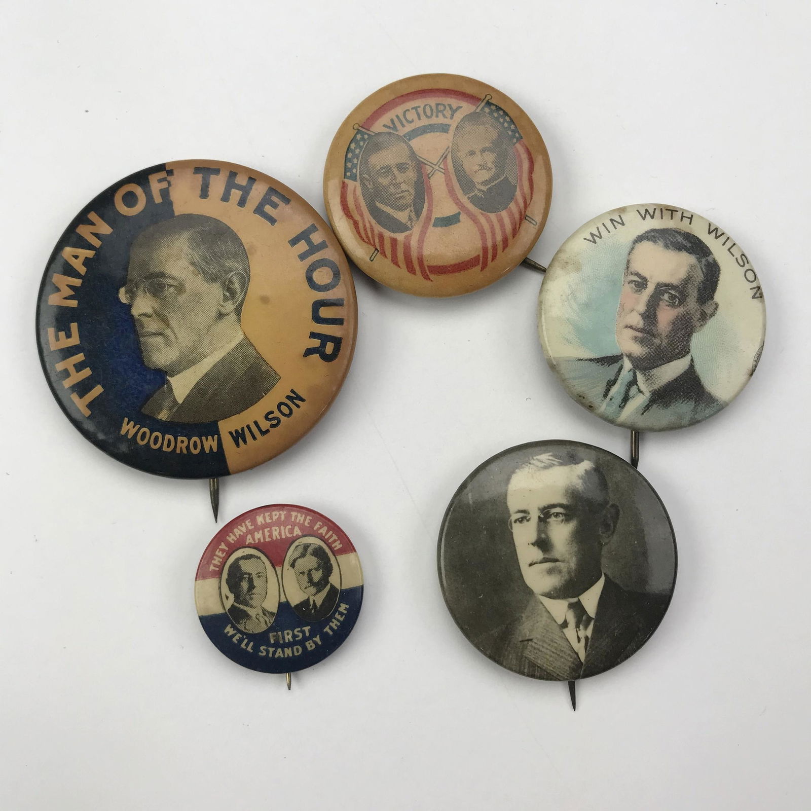 6 Desirable Woodrow Wilson Pinbacks and Suffrage Fan (1 of 3)