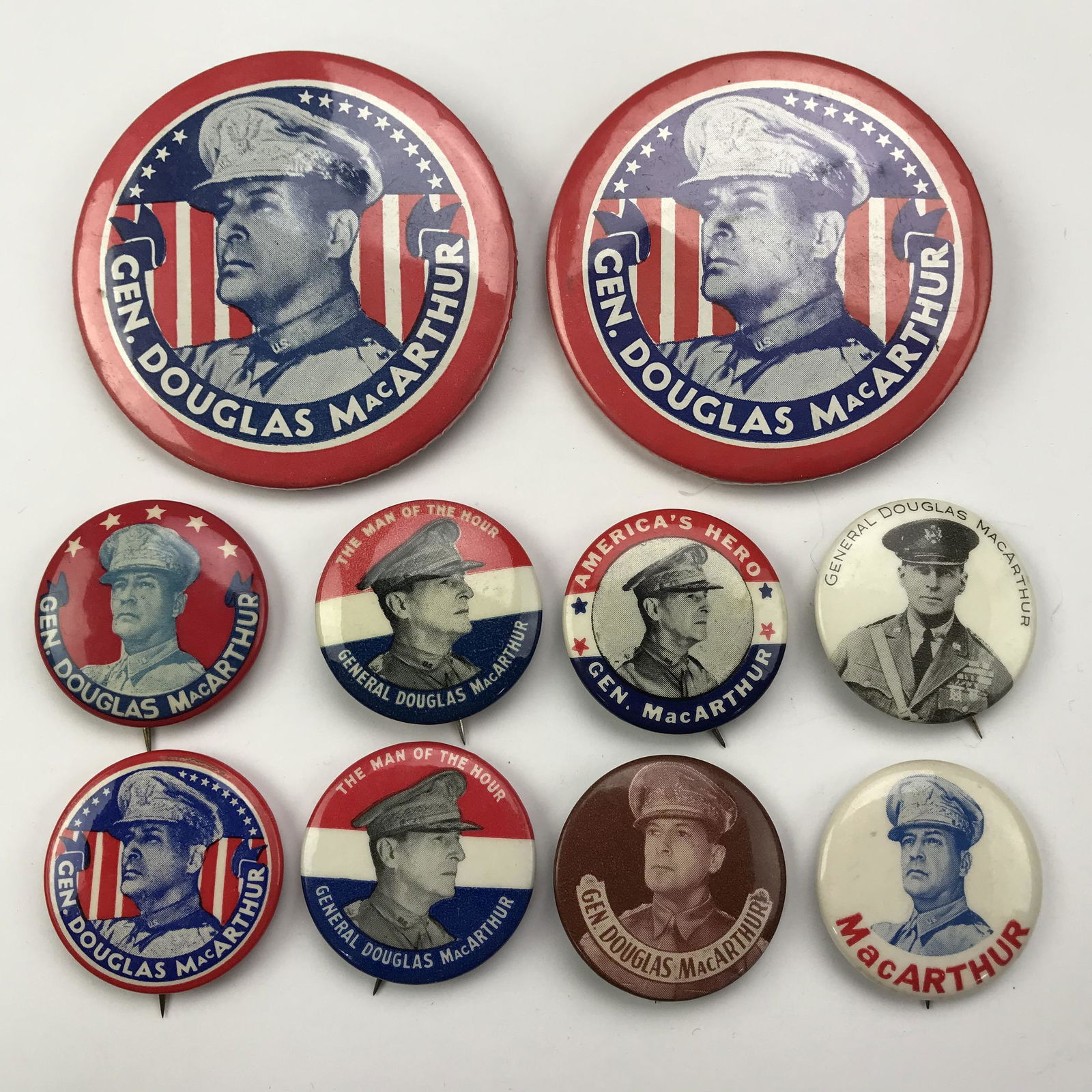Group of 50 General Douglas MacArthur Buttons Pinbacks (1 of 3)