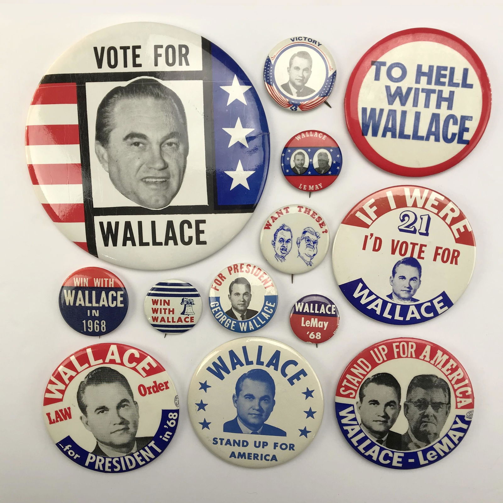 Group of 60 George Wallace 1968 Campaign Buttons (1 of 3)
