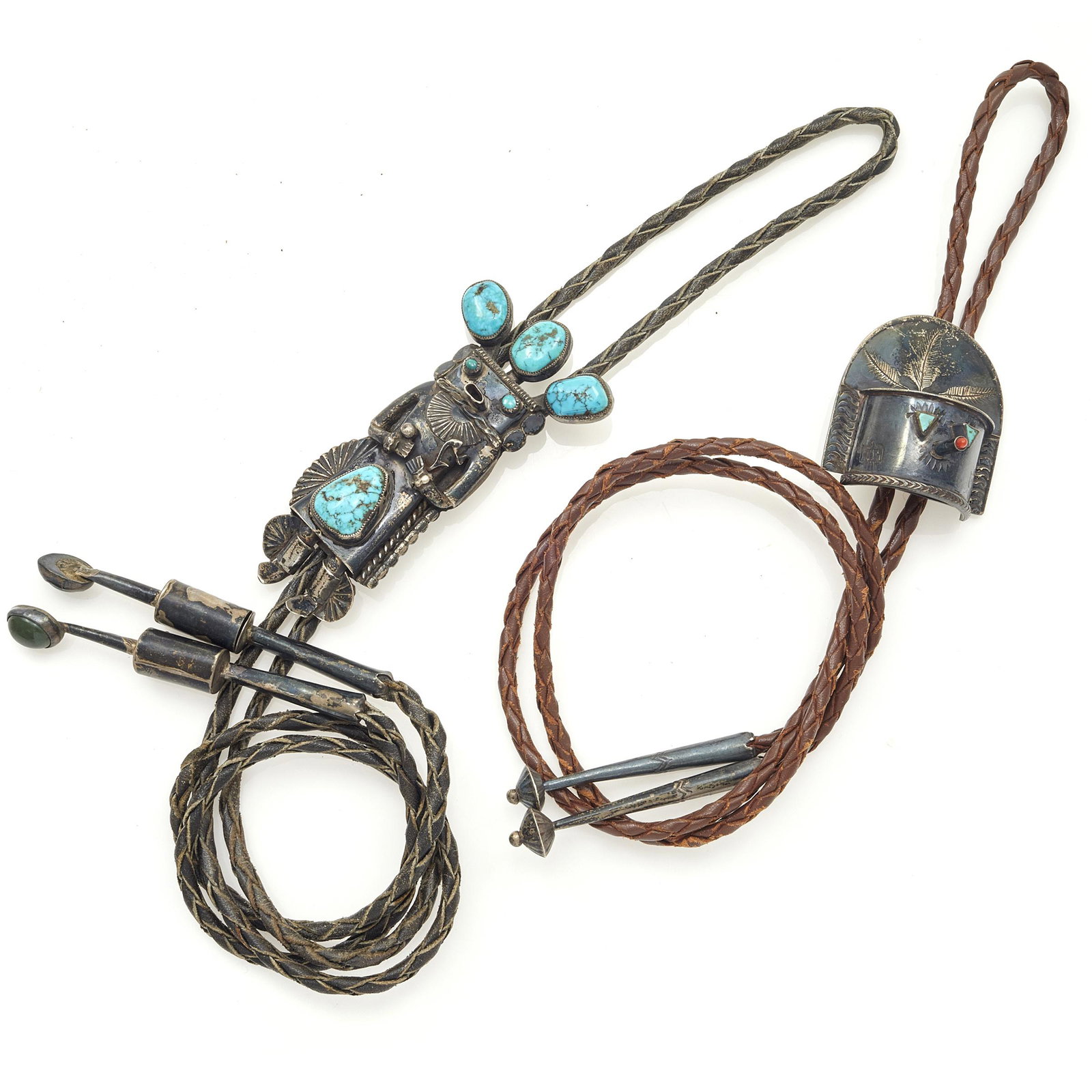 Collection of Two Signed Zuni Turquoise, Sterling (1 of 2)