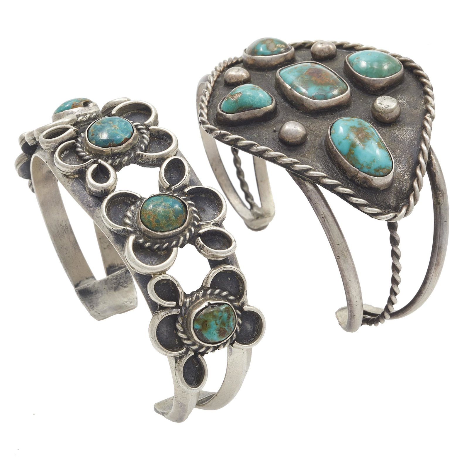 Collection of Two Chrysocholla, Sterling Bracelets (1 of 3)