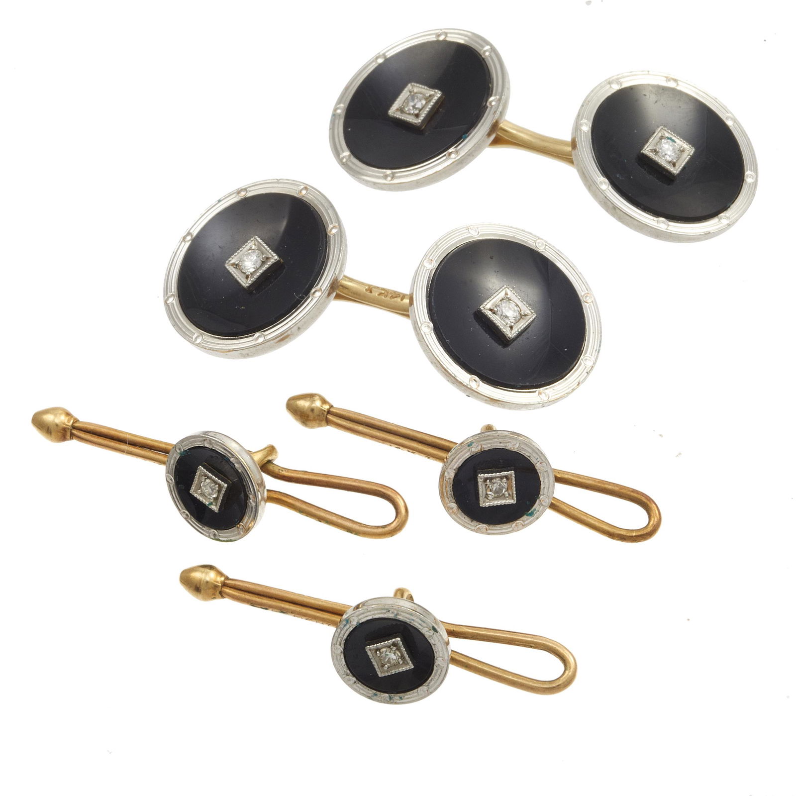 Krementz Art Deco Diamond, Onyx, Platinum, 14k Dress (1 of 2)