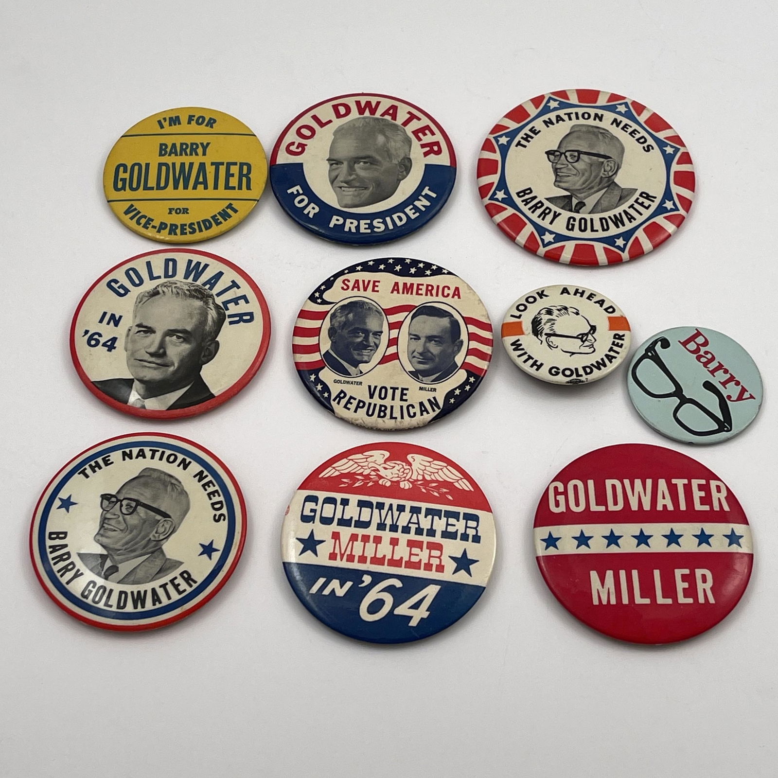 Large Group Barry Goldwater Campaign Buttons and Pins (1 of 2)