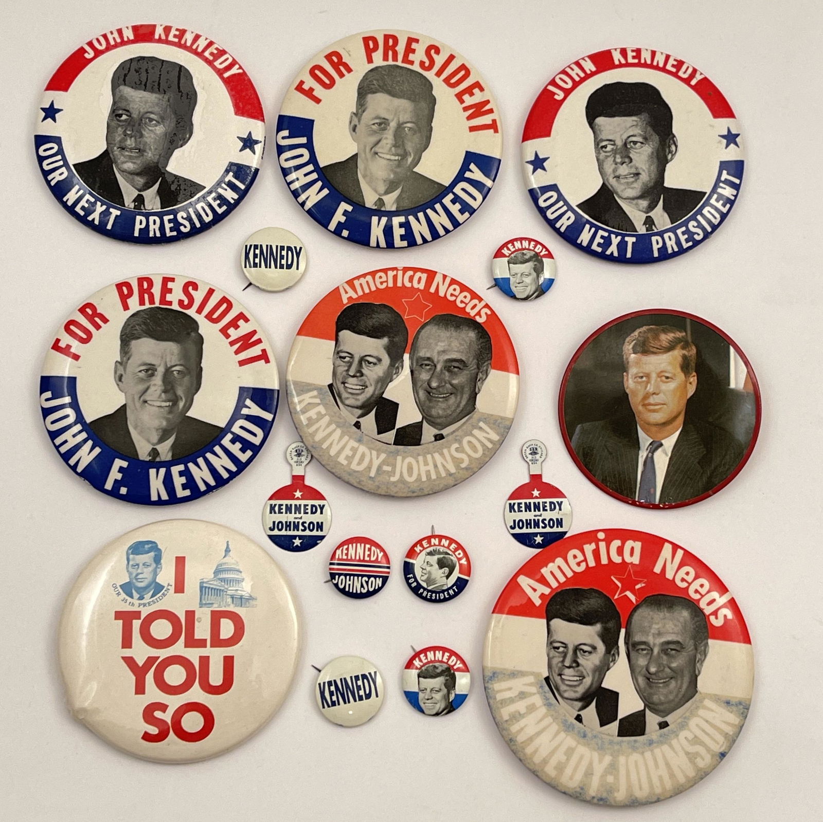 Lot of Vintage JFK John F Kennedy Campaign Buttons (1 of 3)