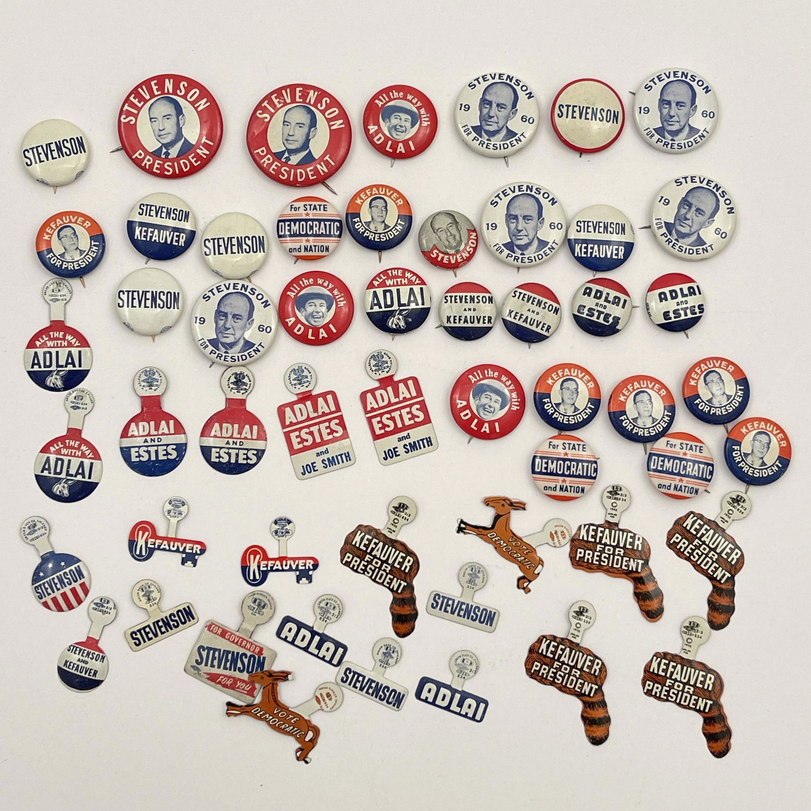 Group of Adlai Stevenson Estes Kefauver Buttons (1 of 2)