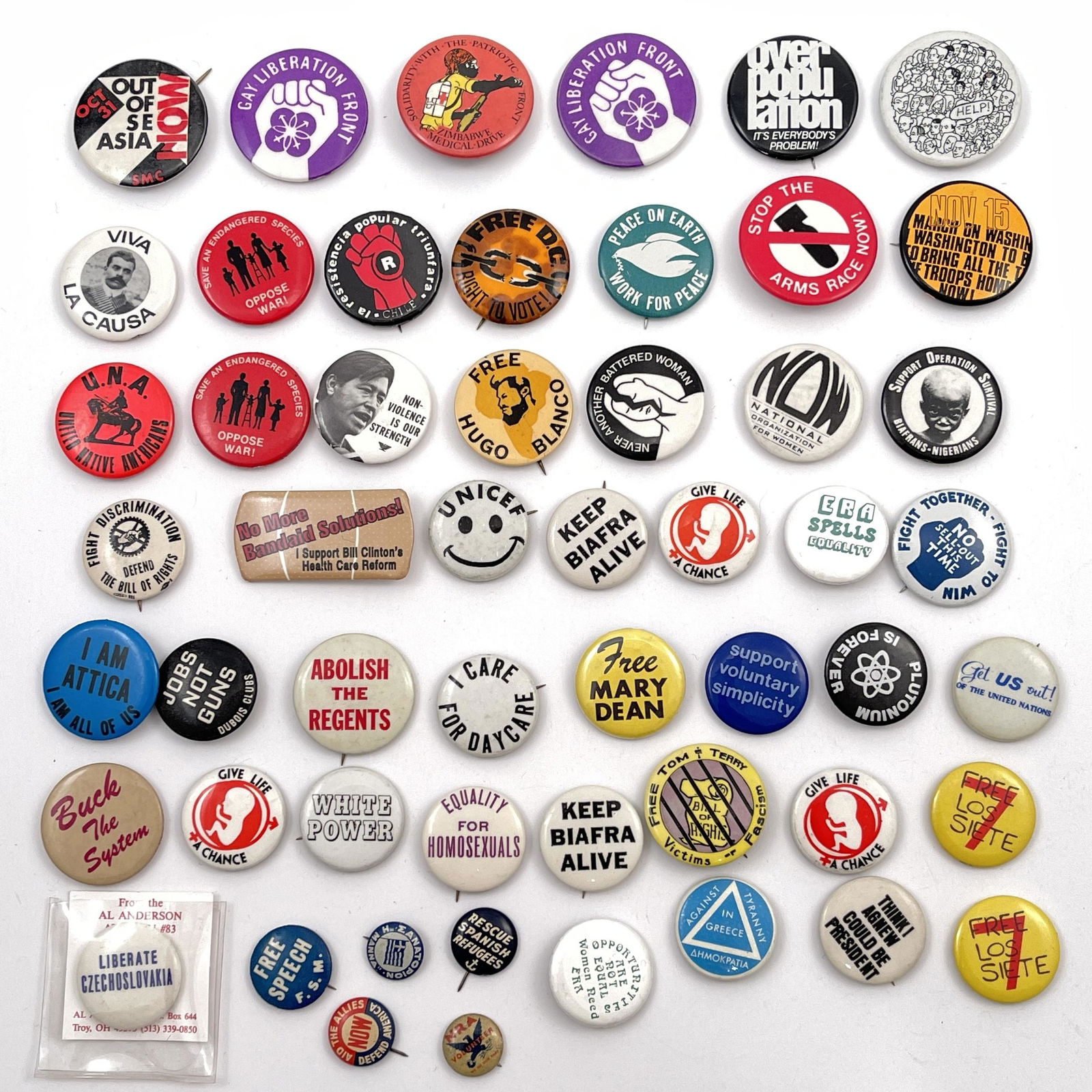 Various 1960s - 1980s Activism and Causes Buttons (1 of 2)