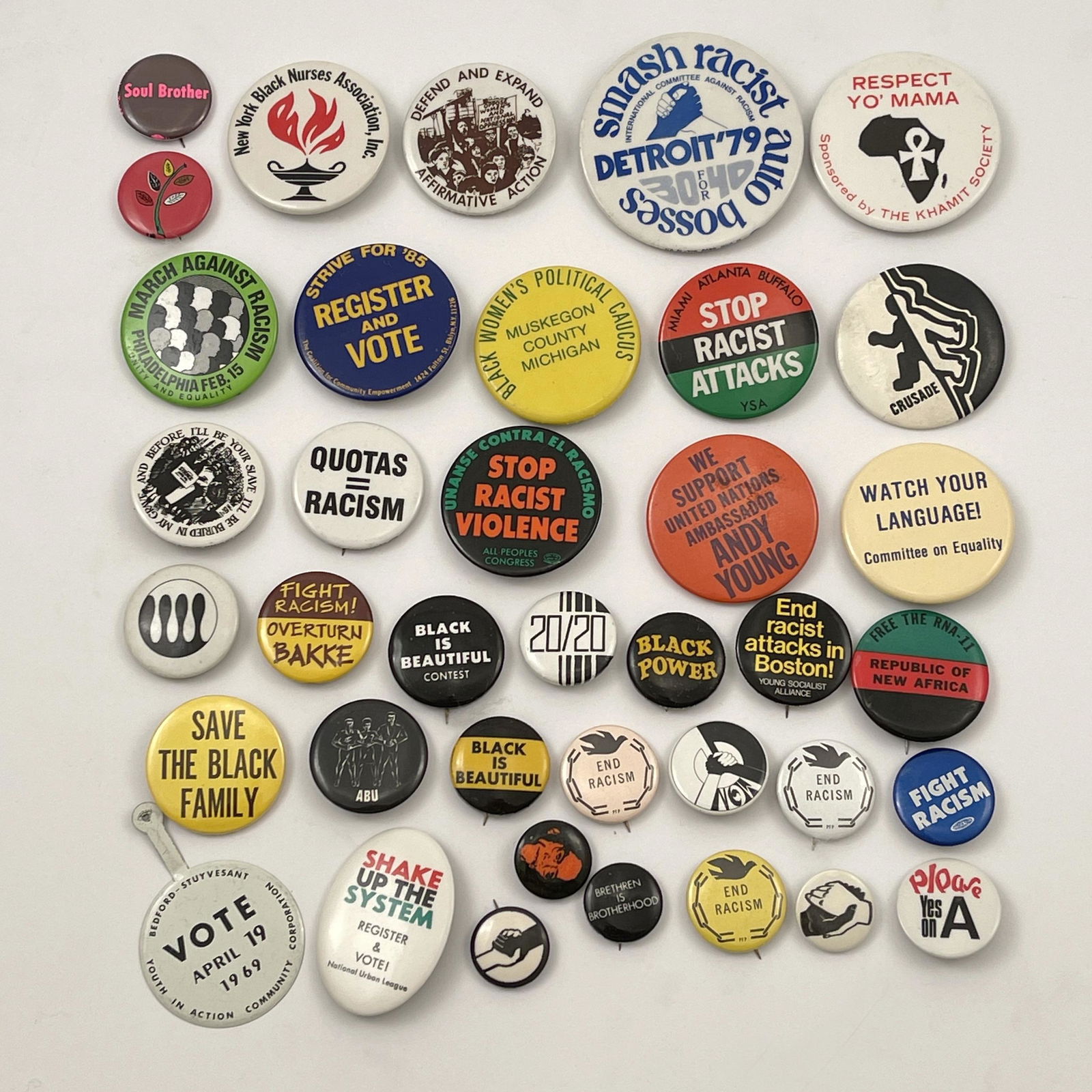 Group of 60 Anti Racism Activism Buttons (1 of 3)
