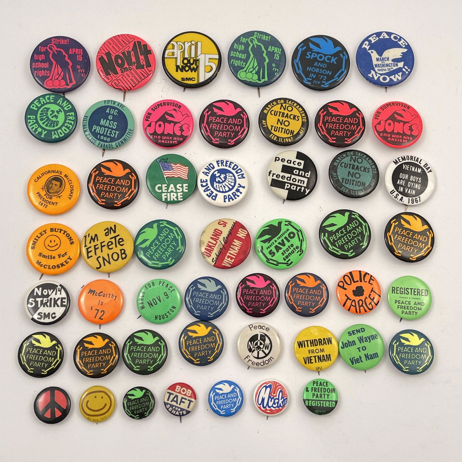 45 Colorful Anti Vietnam Protest Campaign War Buttons (1 of 1)