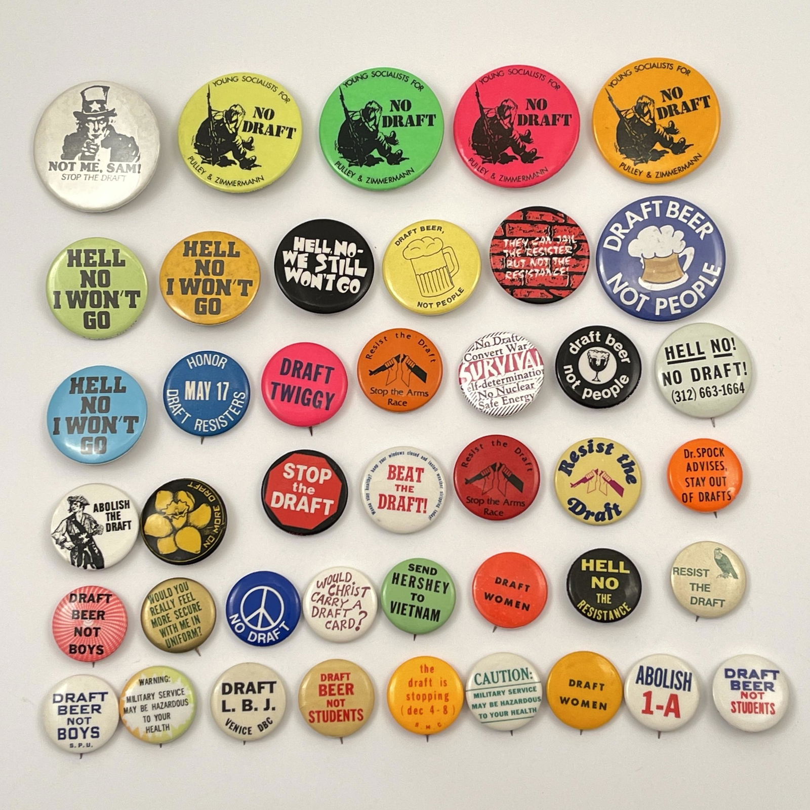 40 Vintage Anti Draft Anti War Vietnam Buttons (1 of 1)