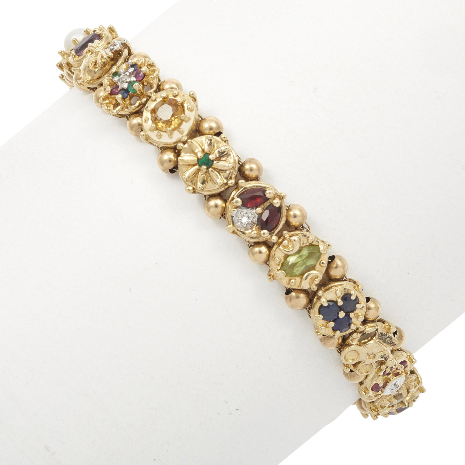 Multi Gemstone, 14k Slide Bracelet (1 of 2)