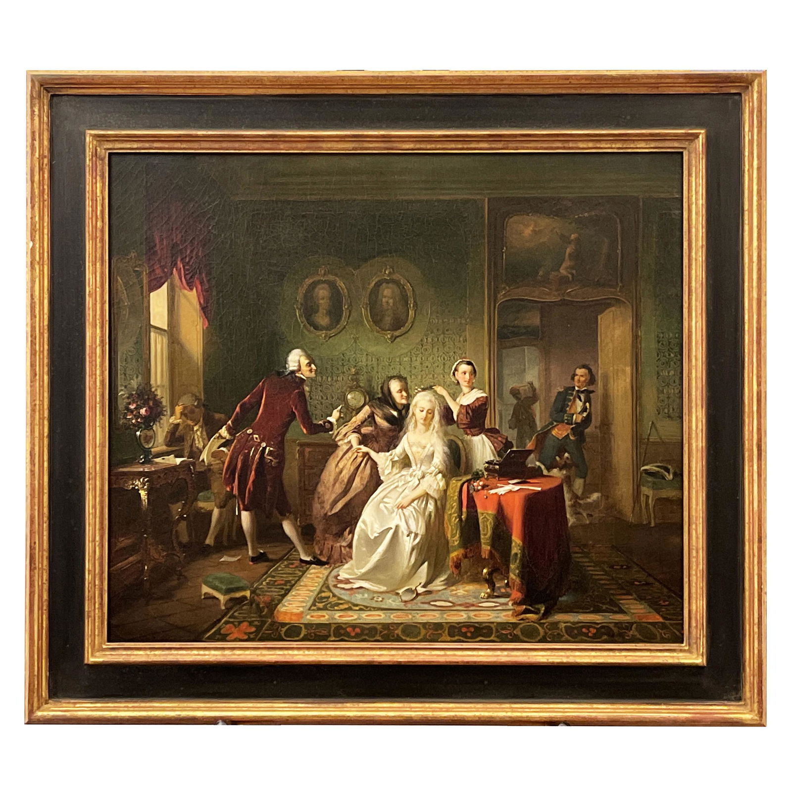 Oil on Canvas, French Salon Scene 18th century (1 of 5)