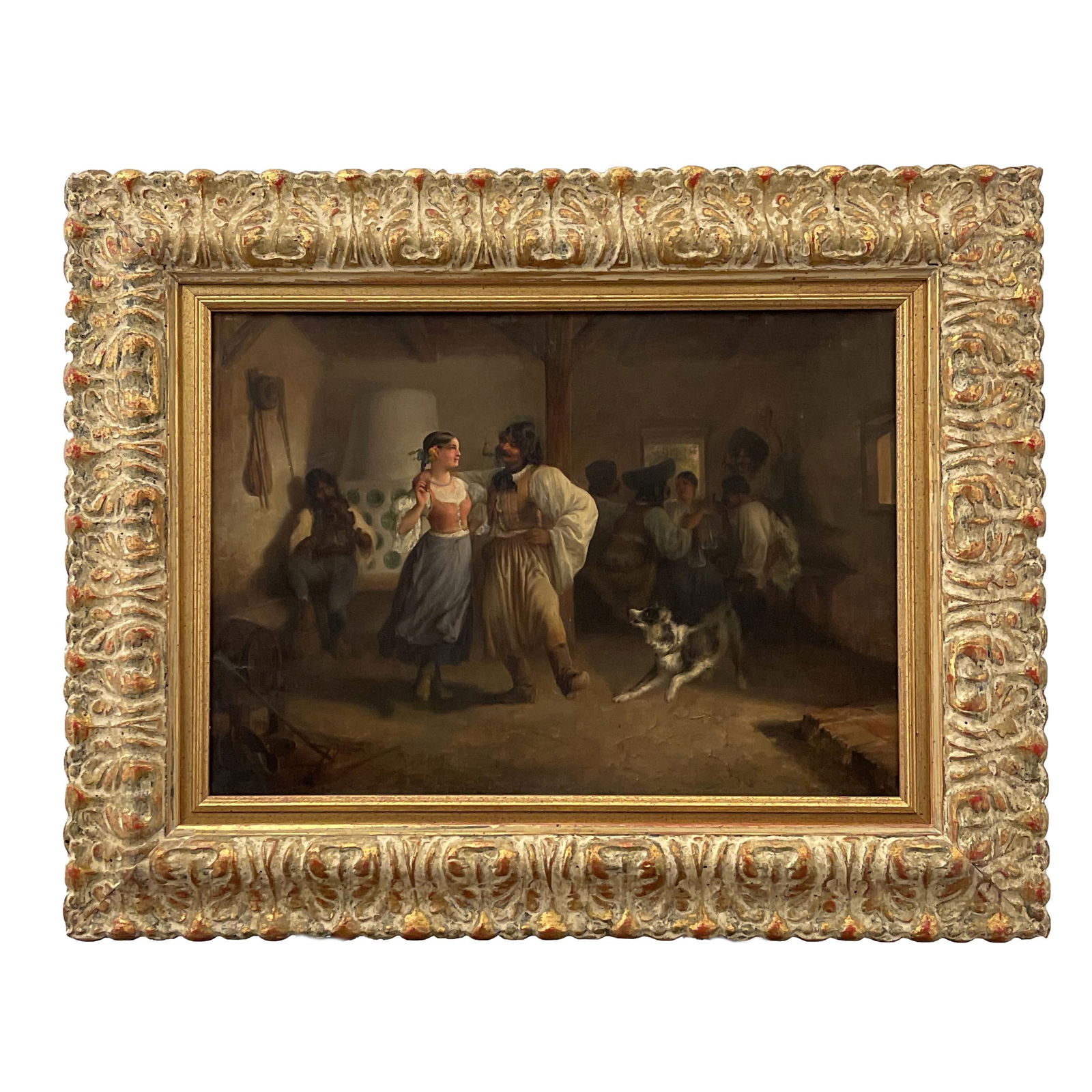 Oil on Canvas. 19th Century Tavern Scene (1 of 3)