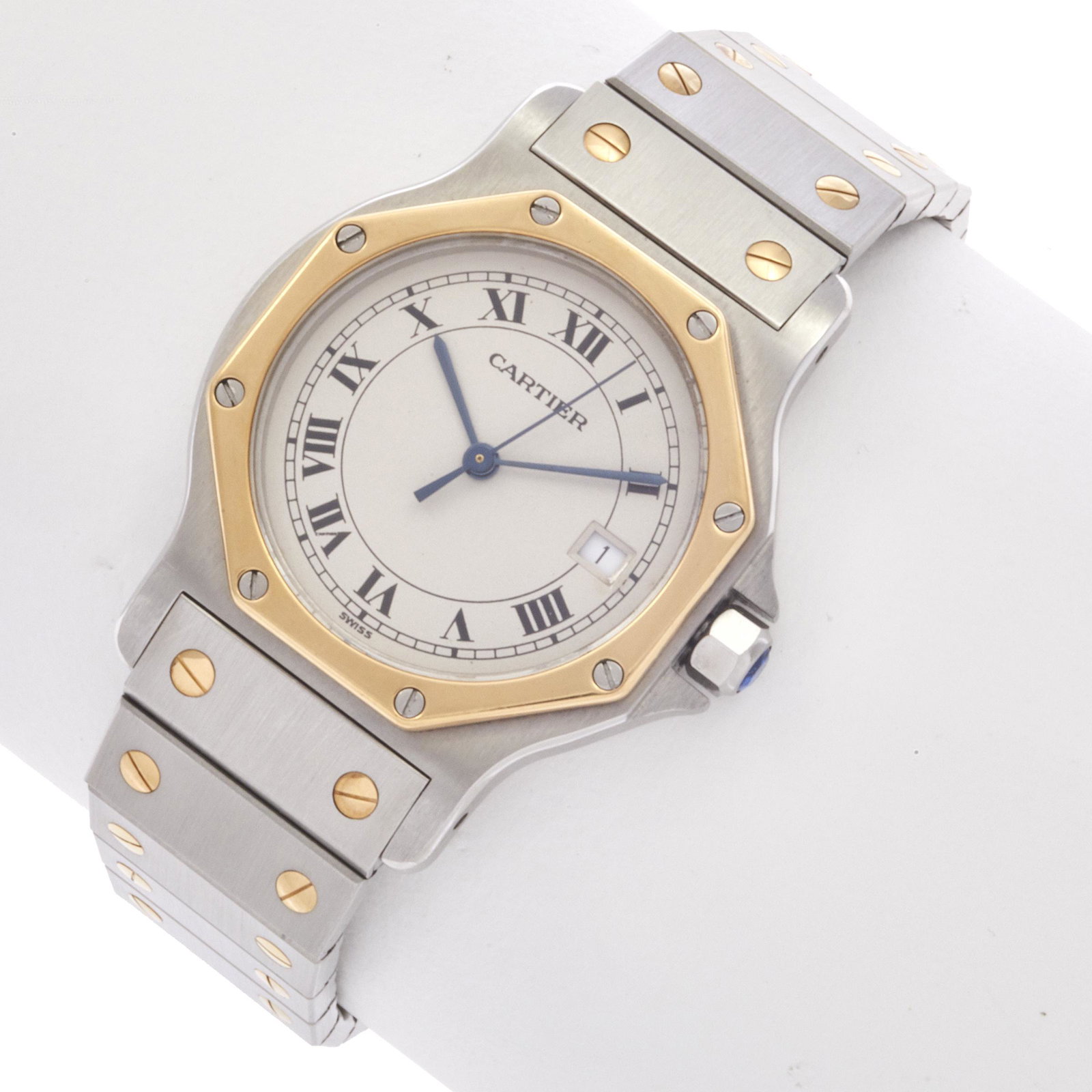 Cartier Santos 18k, Stainless Steel Wristwatch (1 of 3)