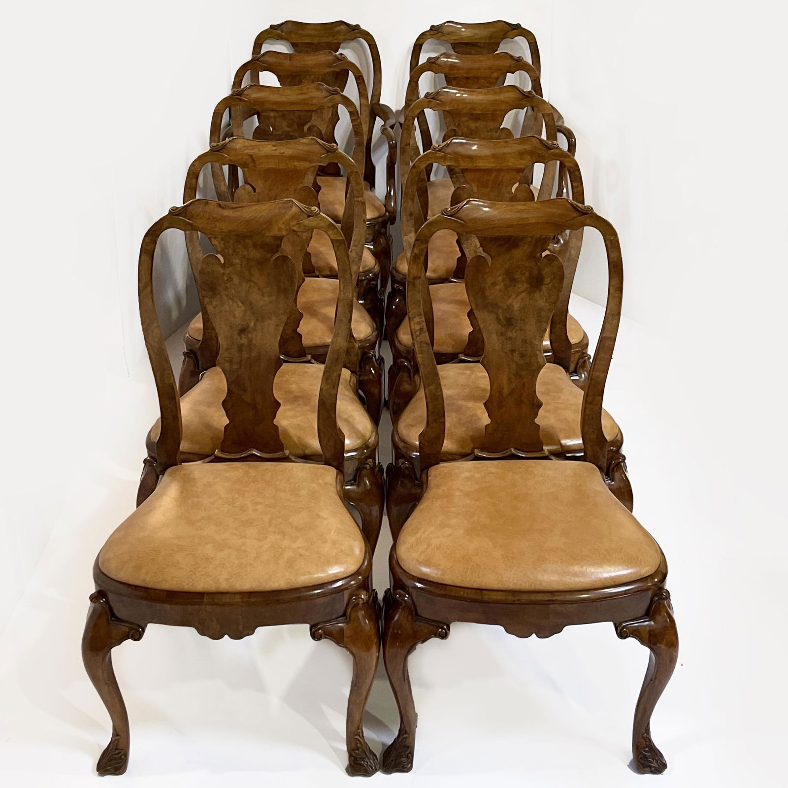 Burton Ching George III Style Burl Walnut Dining Chairs (1 of 3)