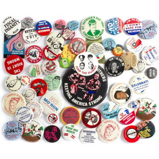 50 Vintage Pro and Anti President Ronald Reagan Buttons: 50 Vintage Pro and Anti President Ronald Reagan Buttons.7/8 to 3 inches.