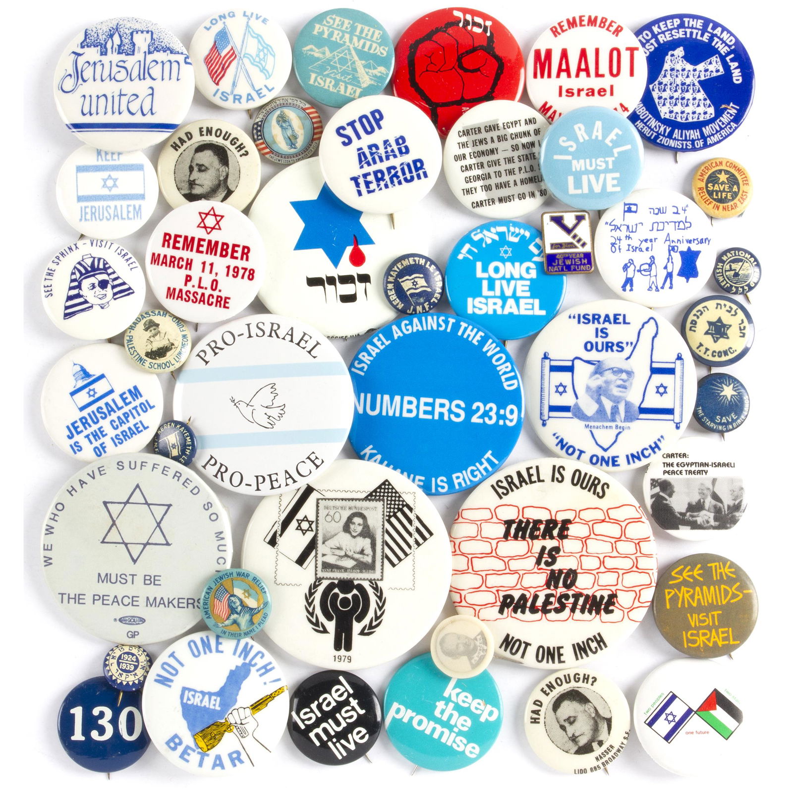Vintage Group of 42 Israel Cause Buttons (1 of 1)