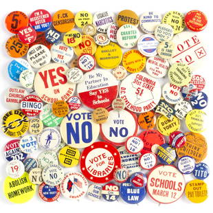 75 Vintage Ballot Issue Buttons Pinbacks: 75 Vintage Ballot Issue Buttons Pinbacks. 7/8 to 2.25 Inches.