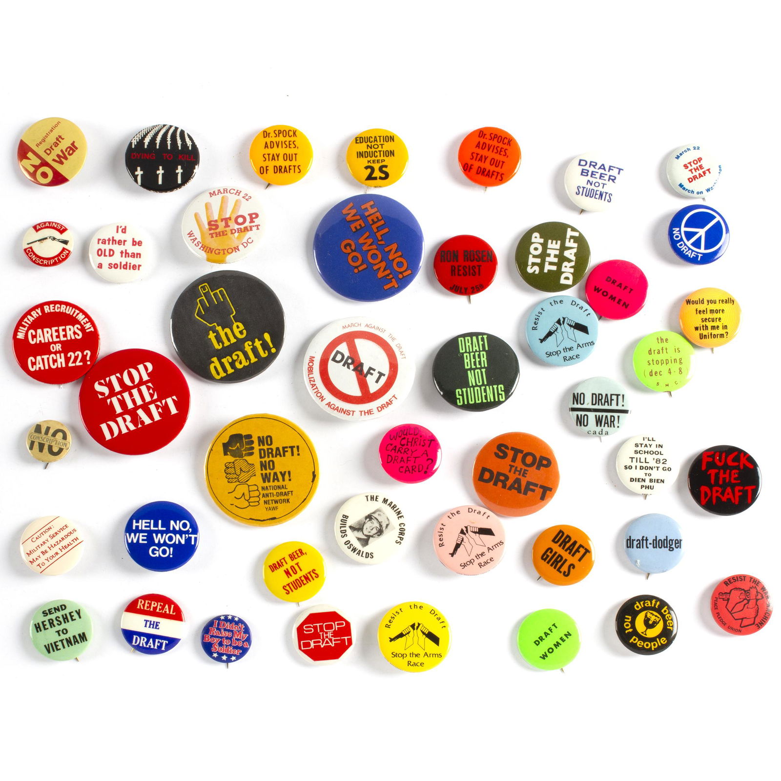 40 Vintage Vietnam War Anti Draft Buttons (1 of 1)