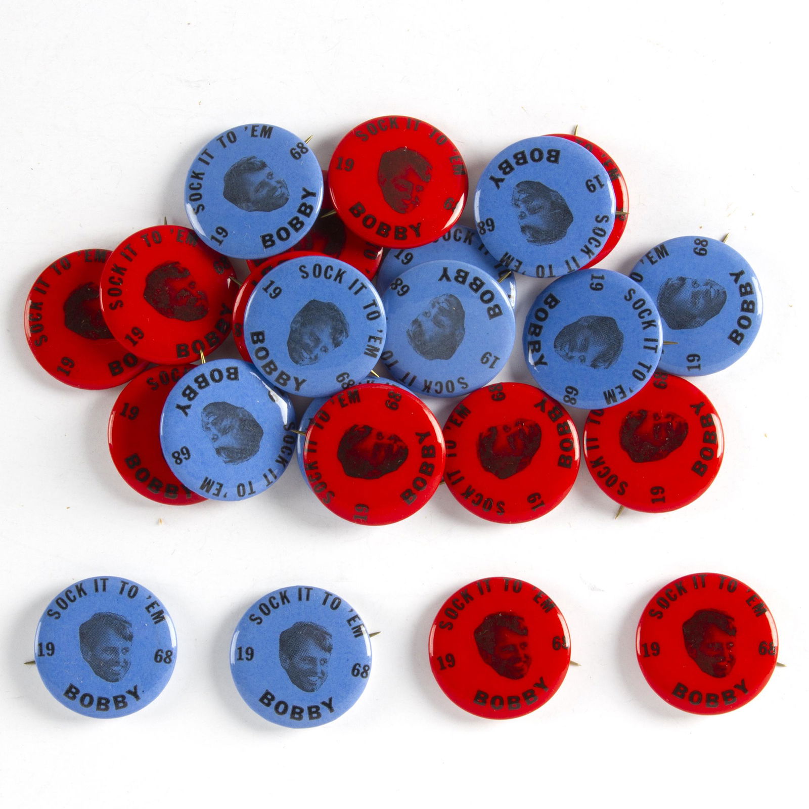 24 1968 RFK Robert Kennedy Sock it to Em Bobby Buttons (1 of 1)