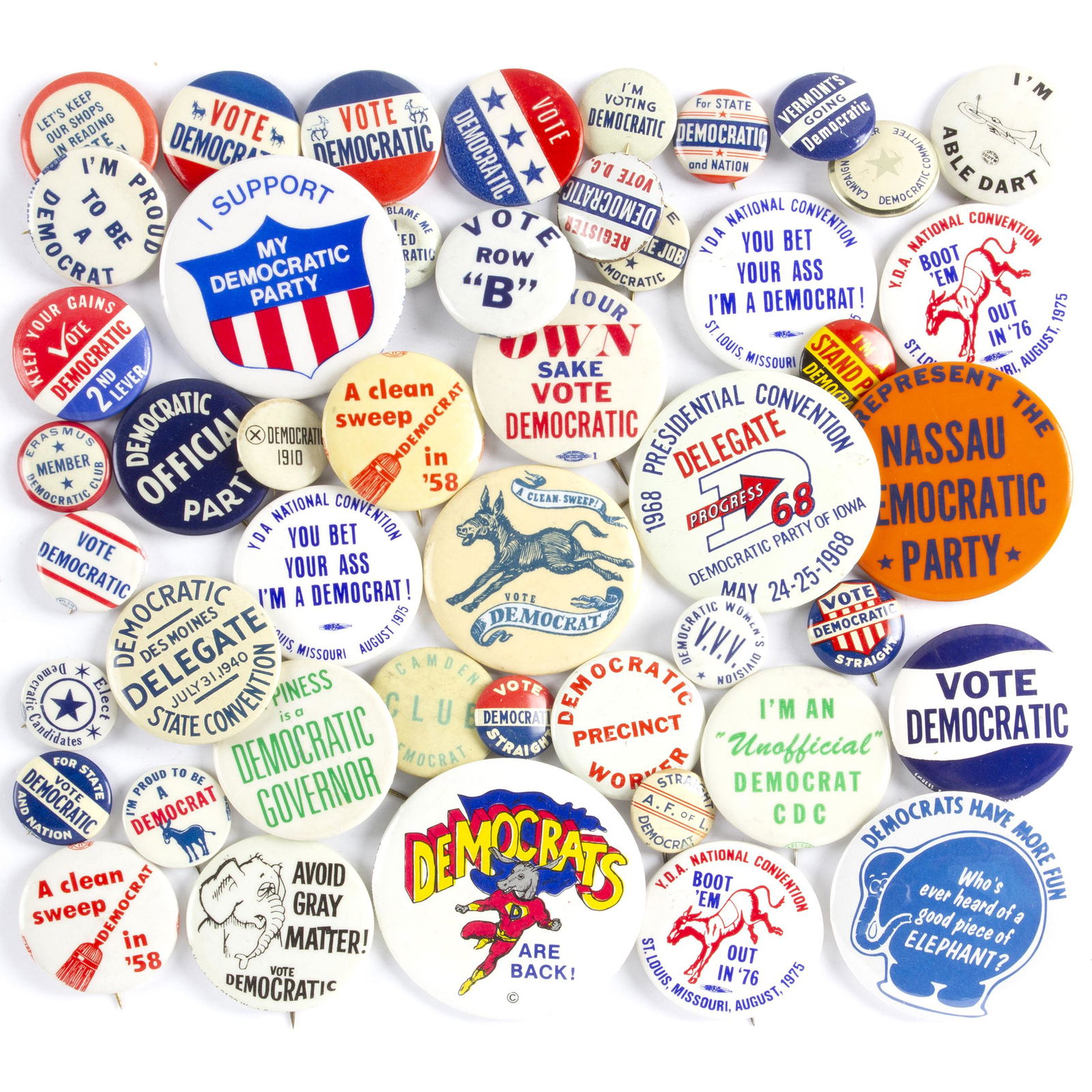 45 Vintage Vote Democrat Election Buttons (1 of 1)