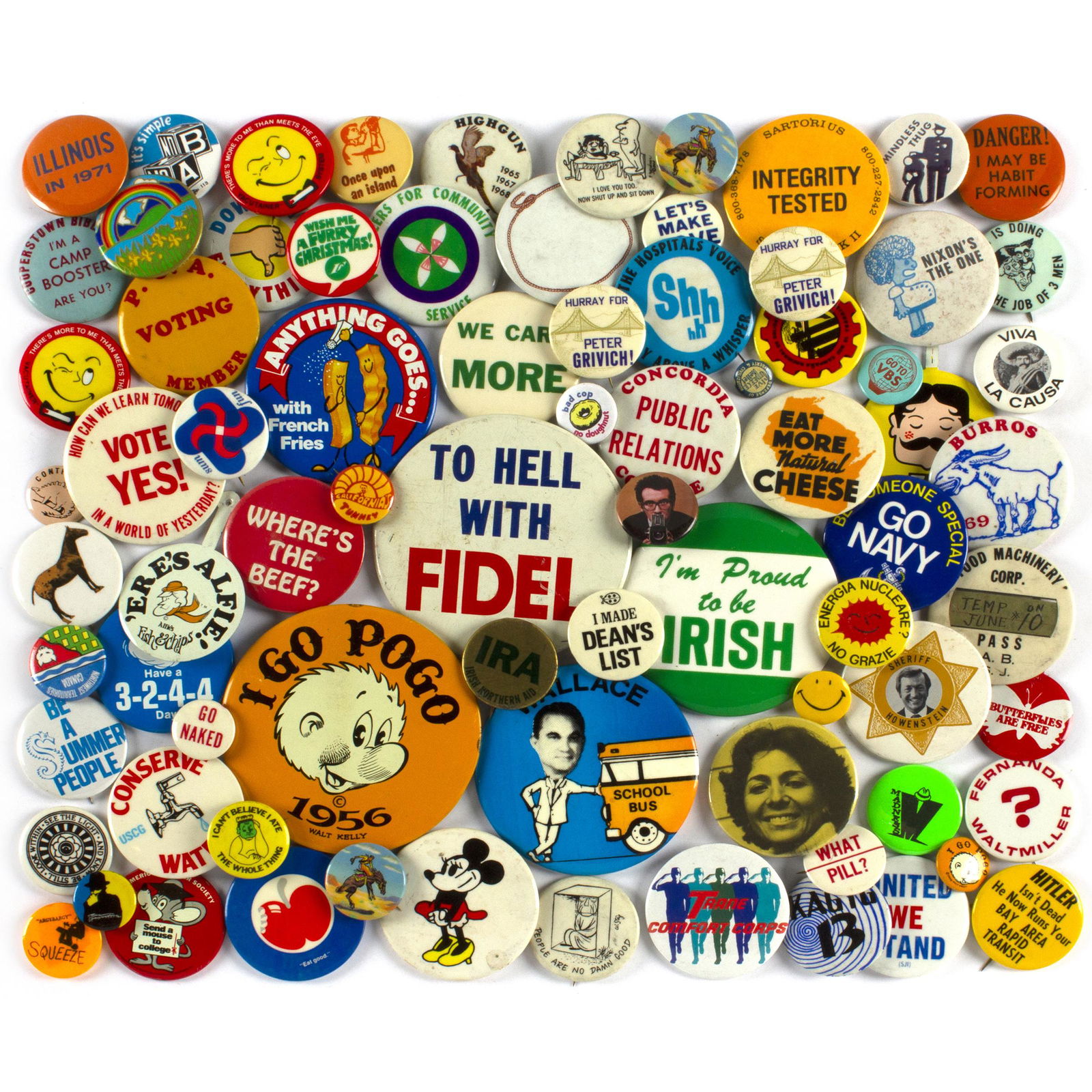 75 Vintage Assorted Causes and Slogan Buttons (1 of 1)