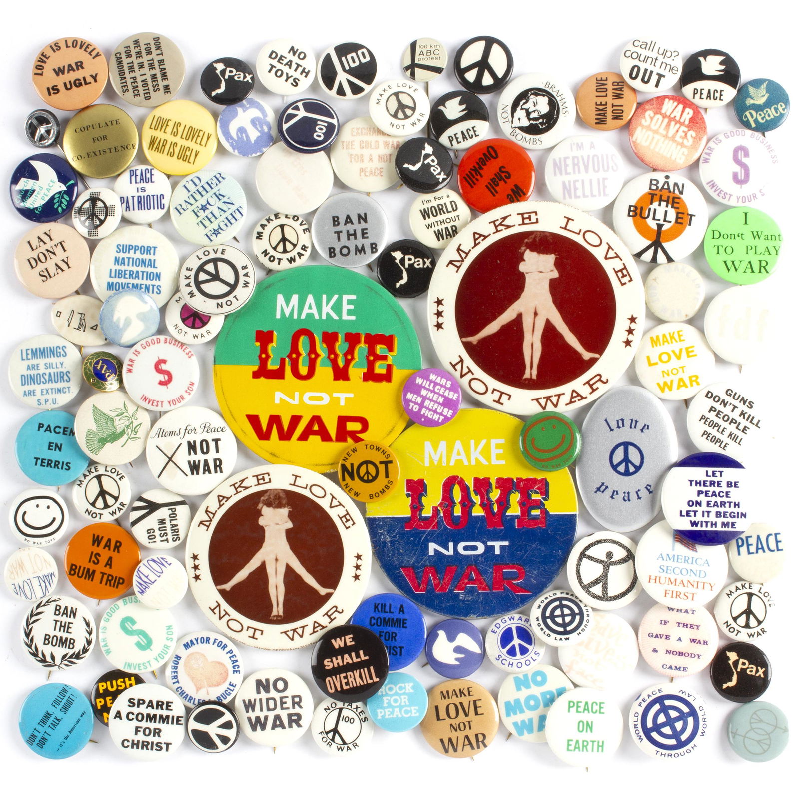 70 Vintage Anti War Peace Vietnam Buttons (1 of 1)