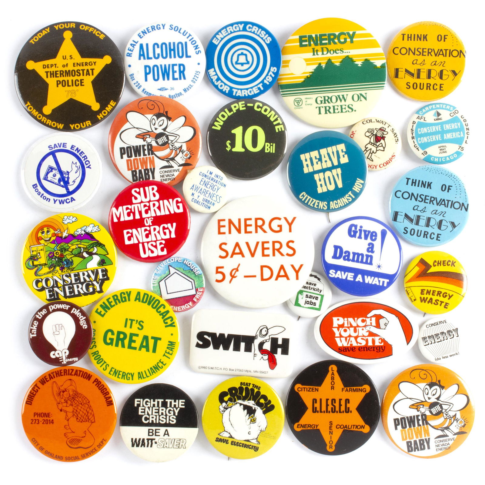 30 Vintage Energy Conservation Buttons (1 of 1)