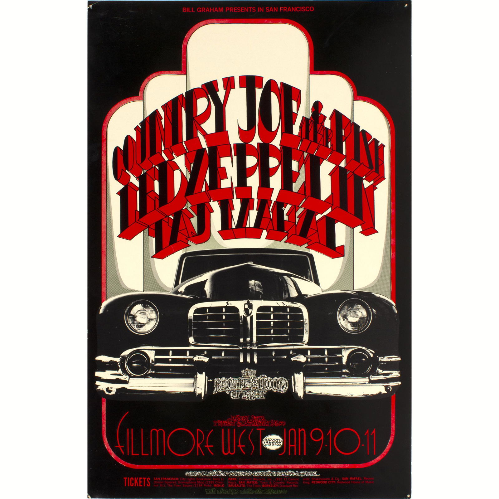 Vintage Country Joe Led Zeppelin Fillmore Poster (1 of 1)