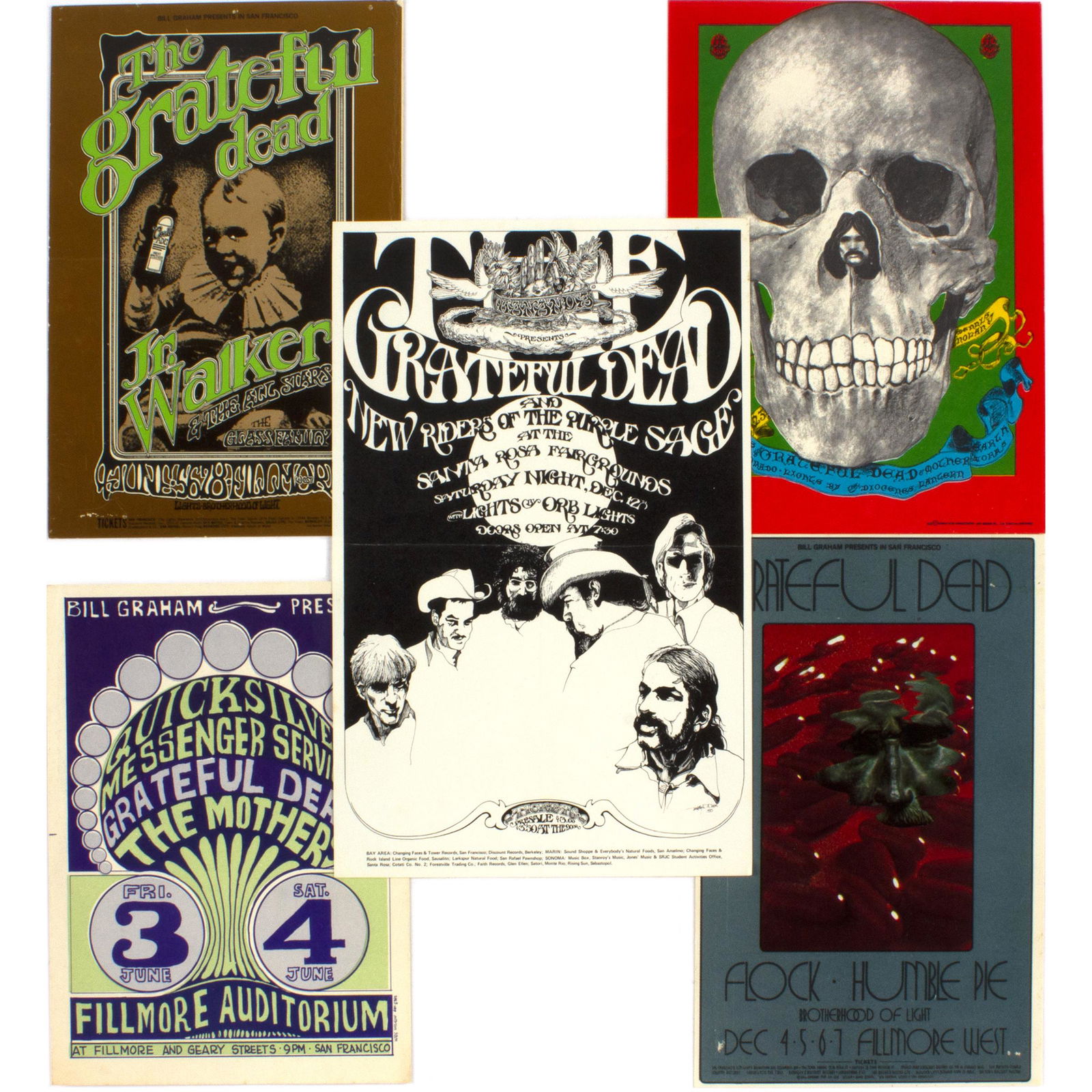5 Grateful Dead San Francisco Concert Handbills (1 of 2)