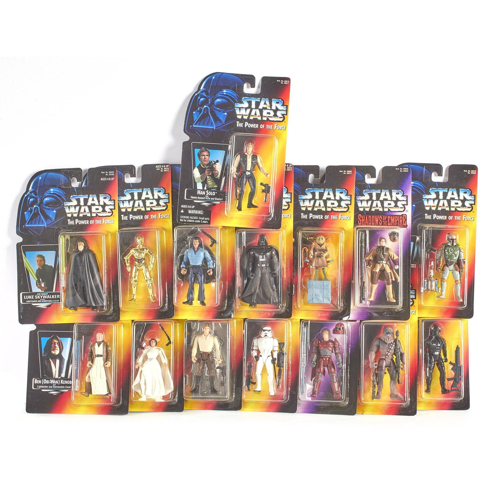 28 Star Wars Power of the Force Action Figures 1995: 28 Star Wars Power of the Force Action Figures 1995. Hans Solo , Luke Skywalker, Darth Vader, Lando Calrissian , Stormtrooper, Chewbacca Leia , and more.