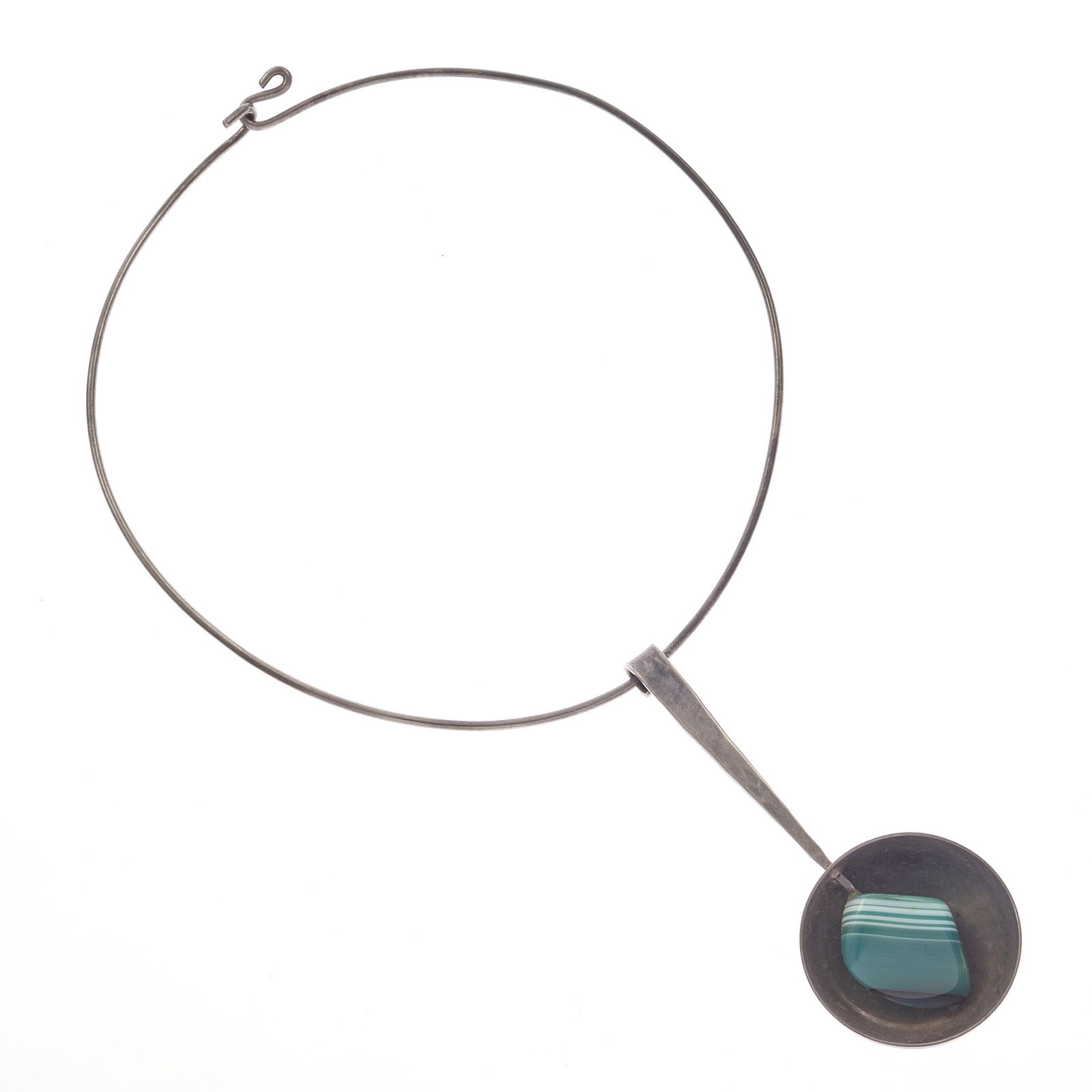 Modernist Agate, Sterling Silver Necklace, Norway (1 of 3)