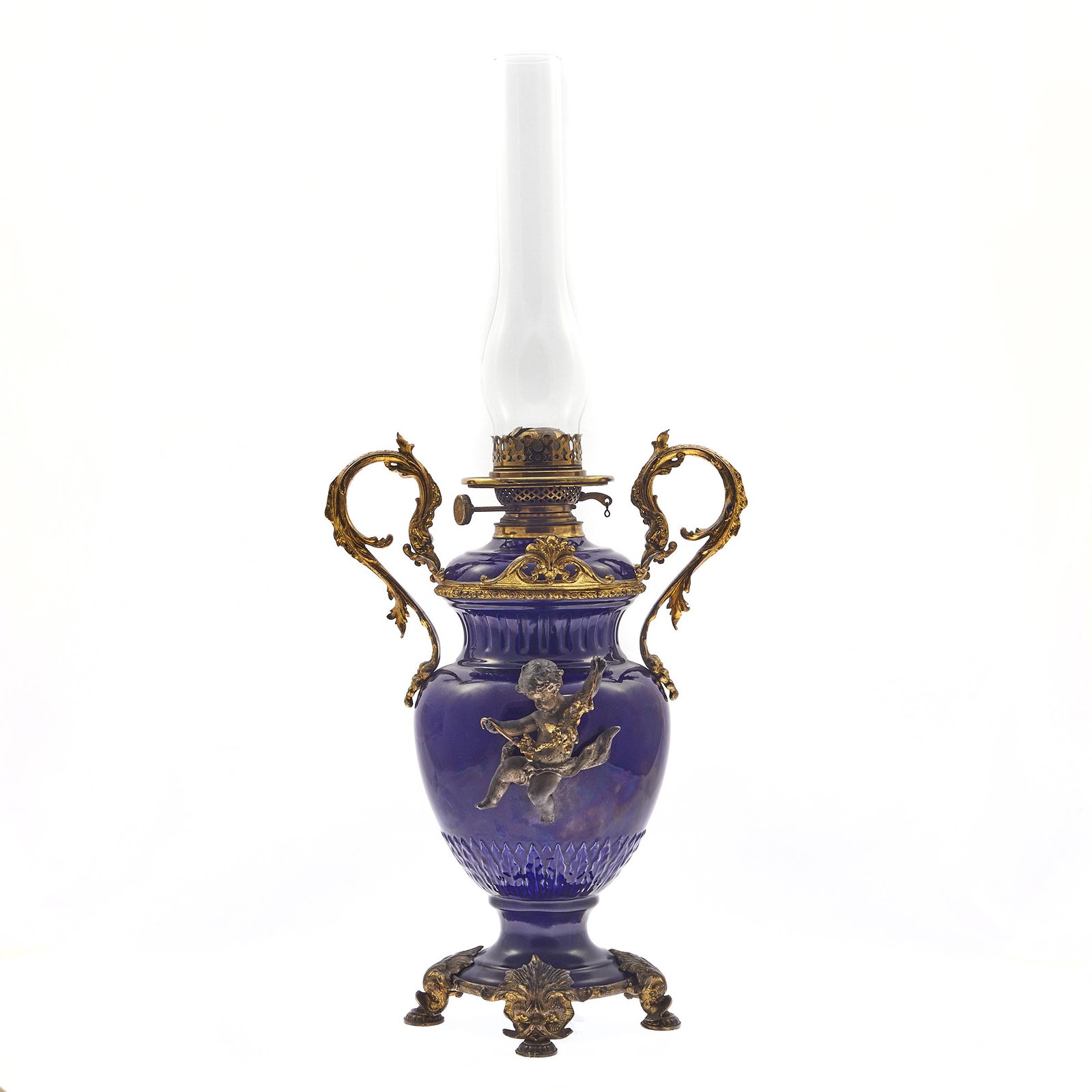 Sevres Style Gilt Bronze Mounted Cobalt Urn (1 of 2)