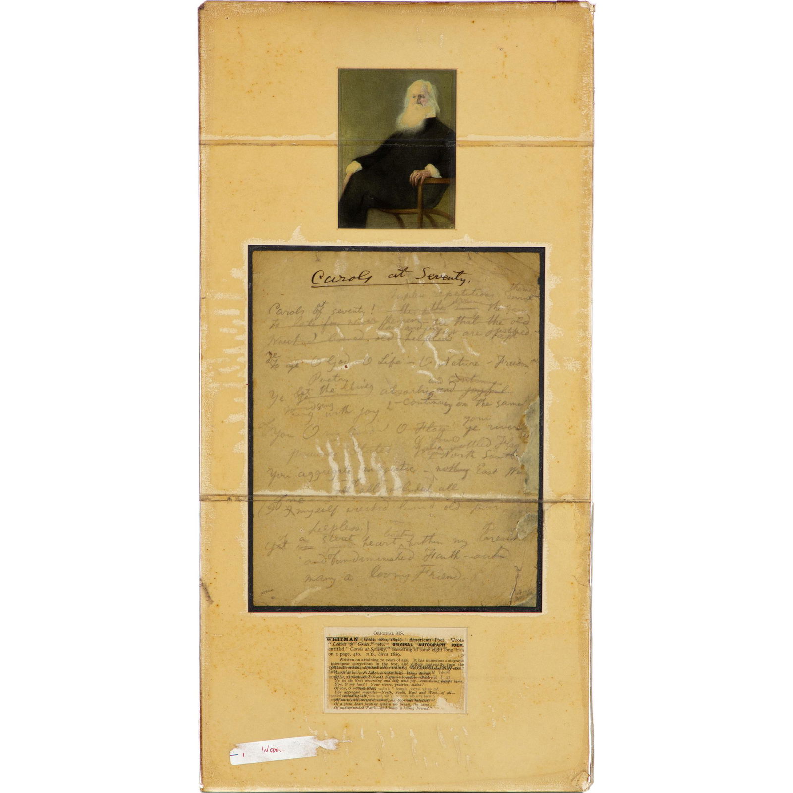 Manuscript Attributed to Walt Whitman (1819-1892) (1 of 3)