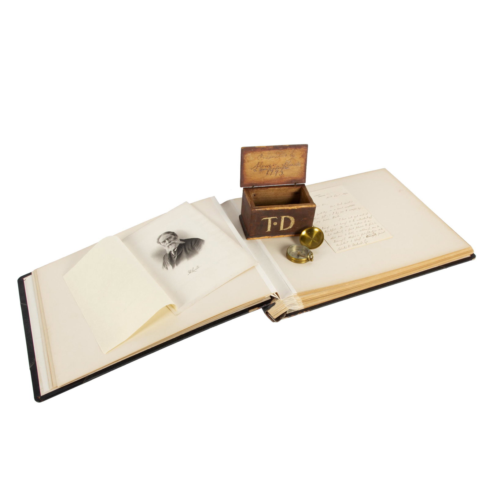 American Literary Ephemera Collection 19th Century: Comprising a bound album of letters signed by Late 19th Century Poets, Essayists, and Abolitionists, including J. Russell Lowell, Charles Dudley Warner, Edward Everett Hall, and Horace Mann. All writt