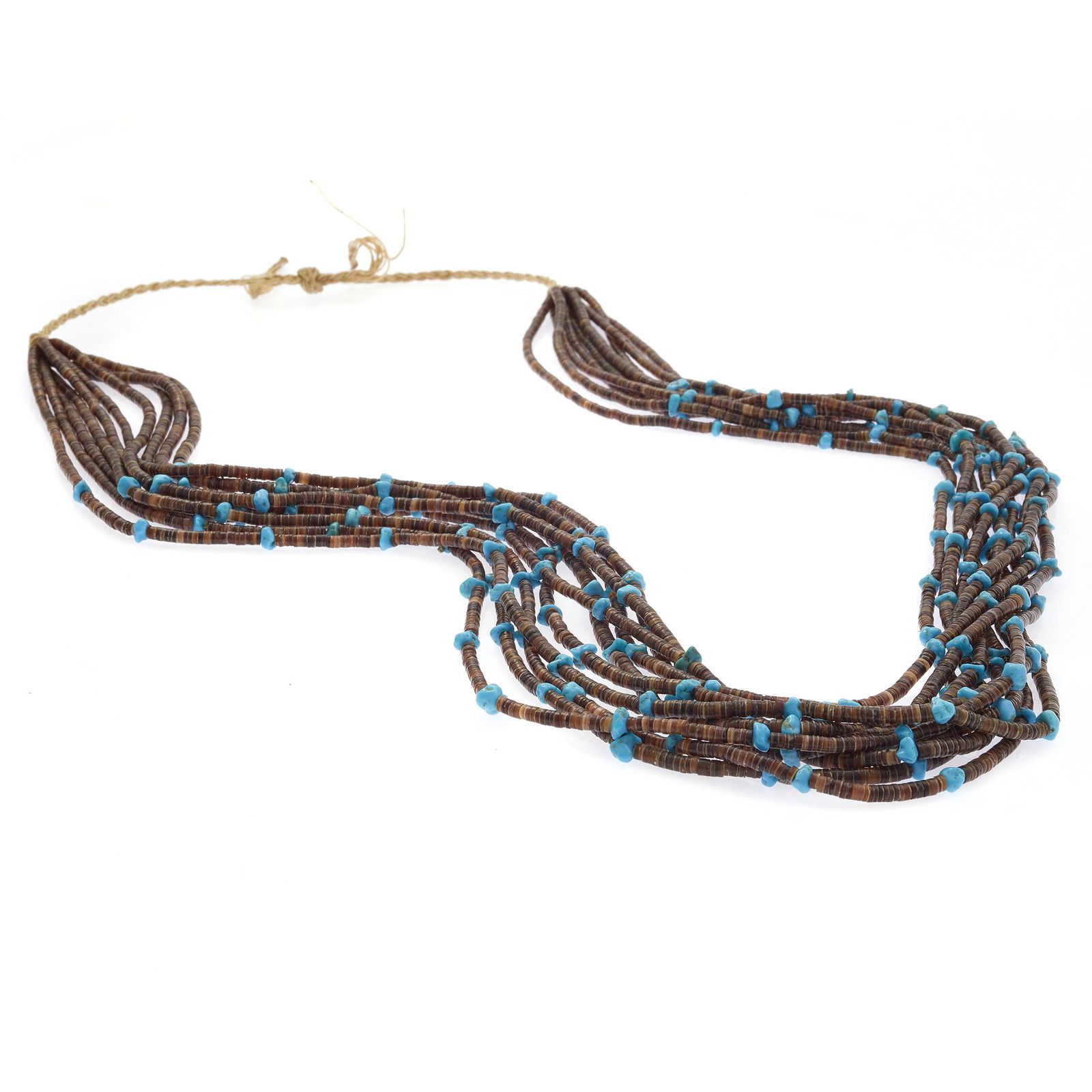 Santo Domingo Ten Strand Turquoise, Shell Heishi Necklace (1 of 2)